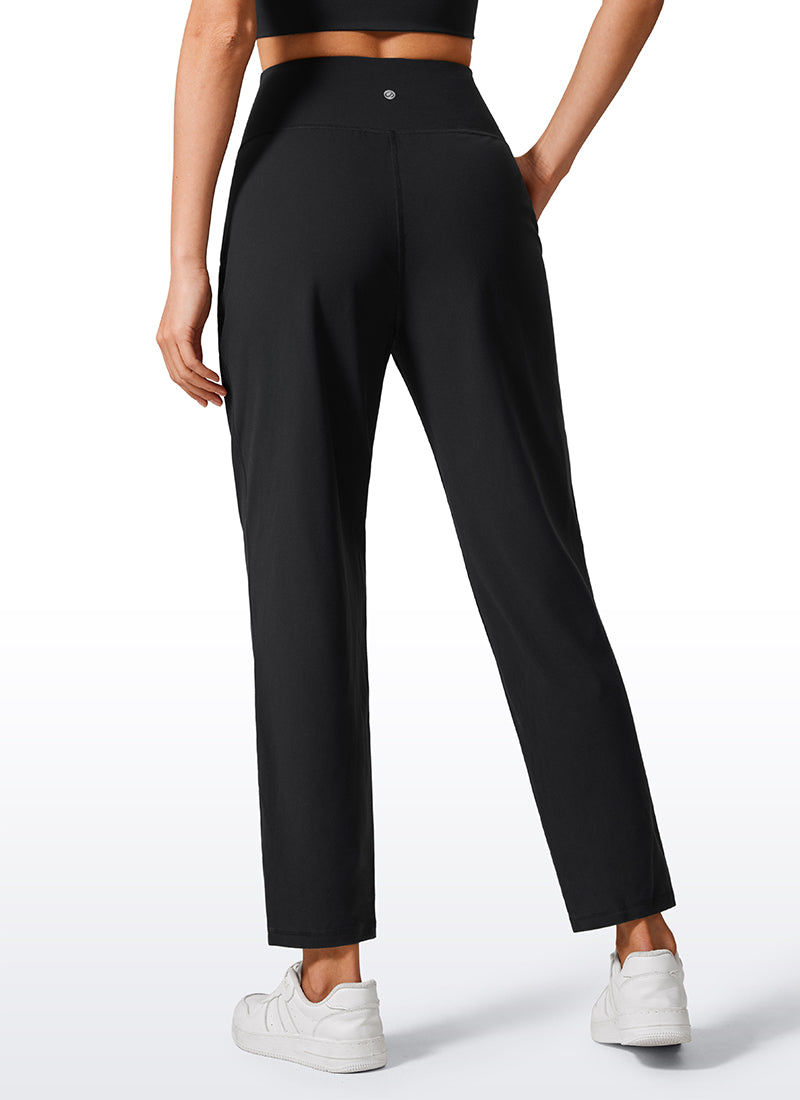 CRZ YOGA Damen Butterlift Konisch Zulaufend Plissee 7/8 Hosen Schwarz