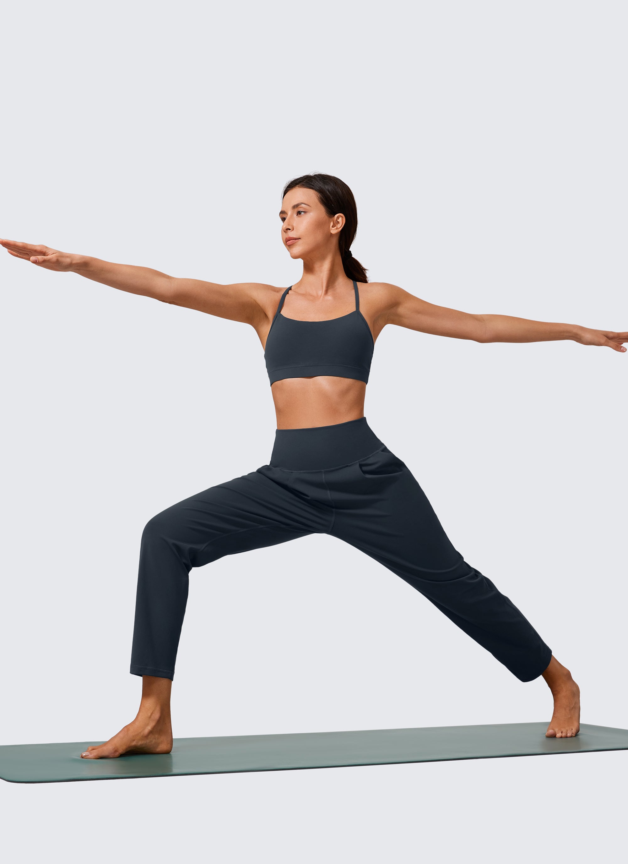 CRZ YOGA Damen Butterlift Konisch Zulaufend Plissee 7/8 Hosen Echte Marine