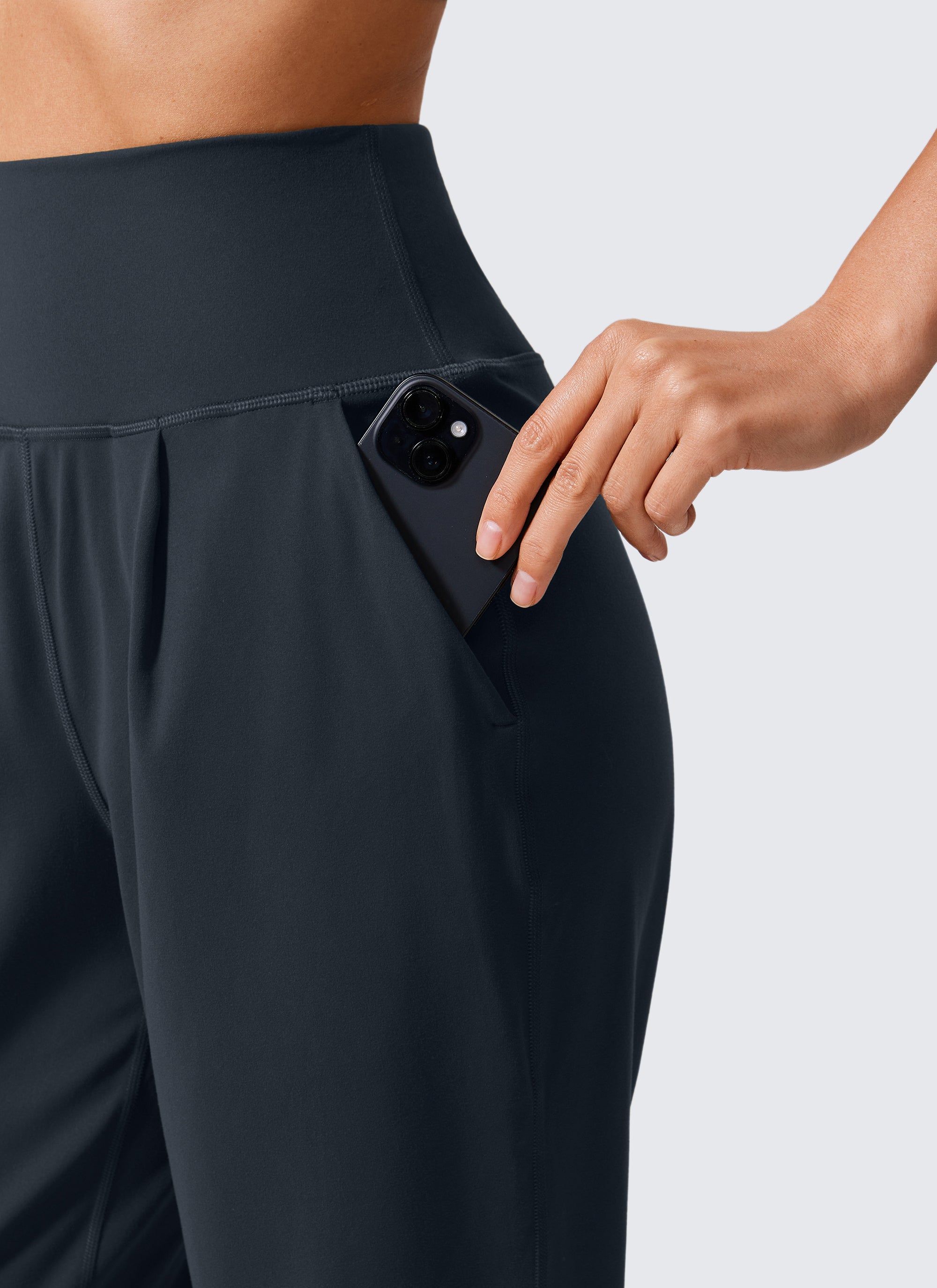 CRZ YOGA Damen Butterlift Konisch Zulaufend Plissee 7/8 Hosen Echte Marine
