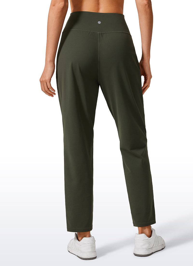 CRZ YOGA Damen Butterlift Konisch Zulaufend Plissee 7/8 Hosen Olivgrün
