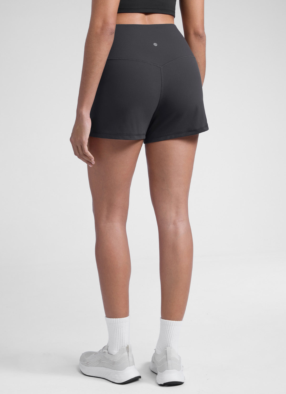 CRZ YOGA Damen Butterlift Shorts mit Taschen ohne Liner - 8 cm Mysteriöses Grau