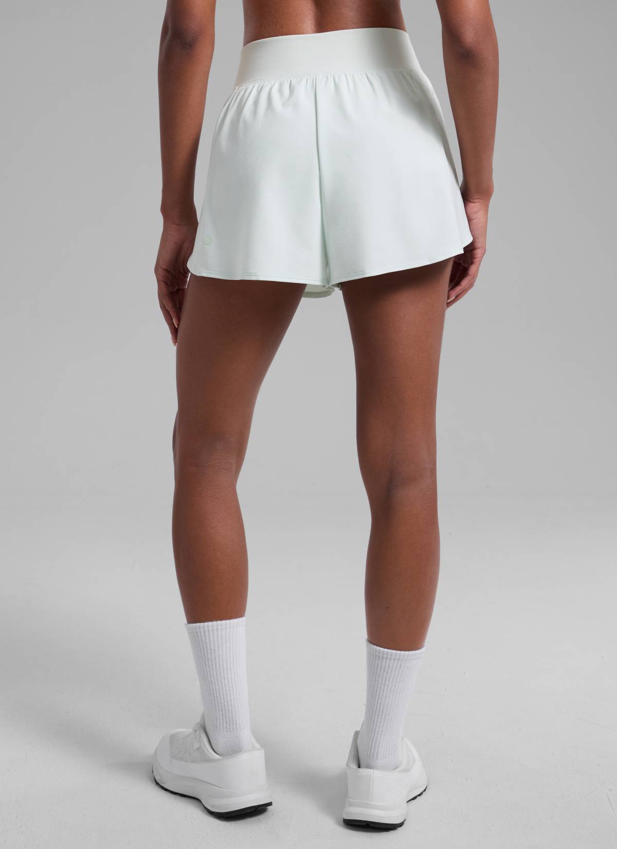 CRZ YOGA Damen 2 in 1 Laufshorts mit Reißverschlusstaschen - 8 cm Meeresluft