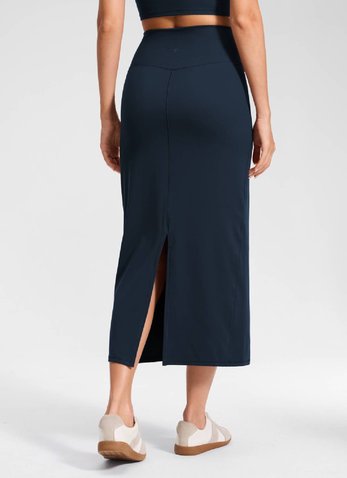 CRZ YOGA Damen Butterlift Maxi Bleistiftrock mit Rückenschlitz Echte Marine