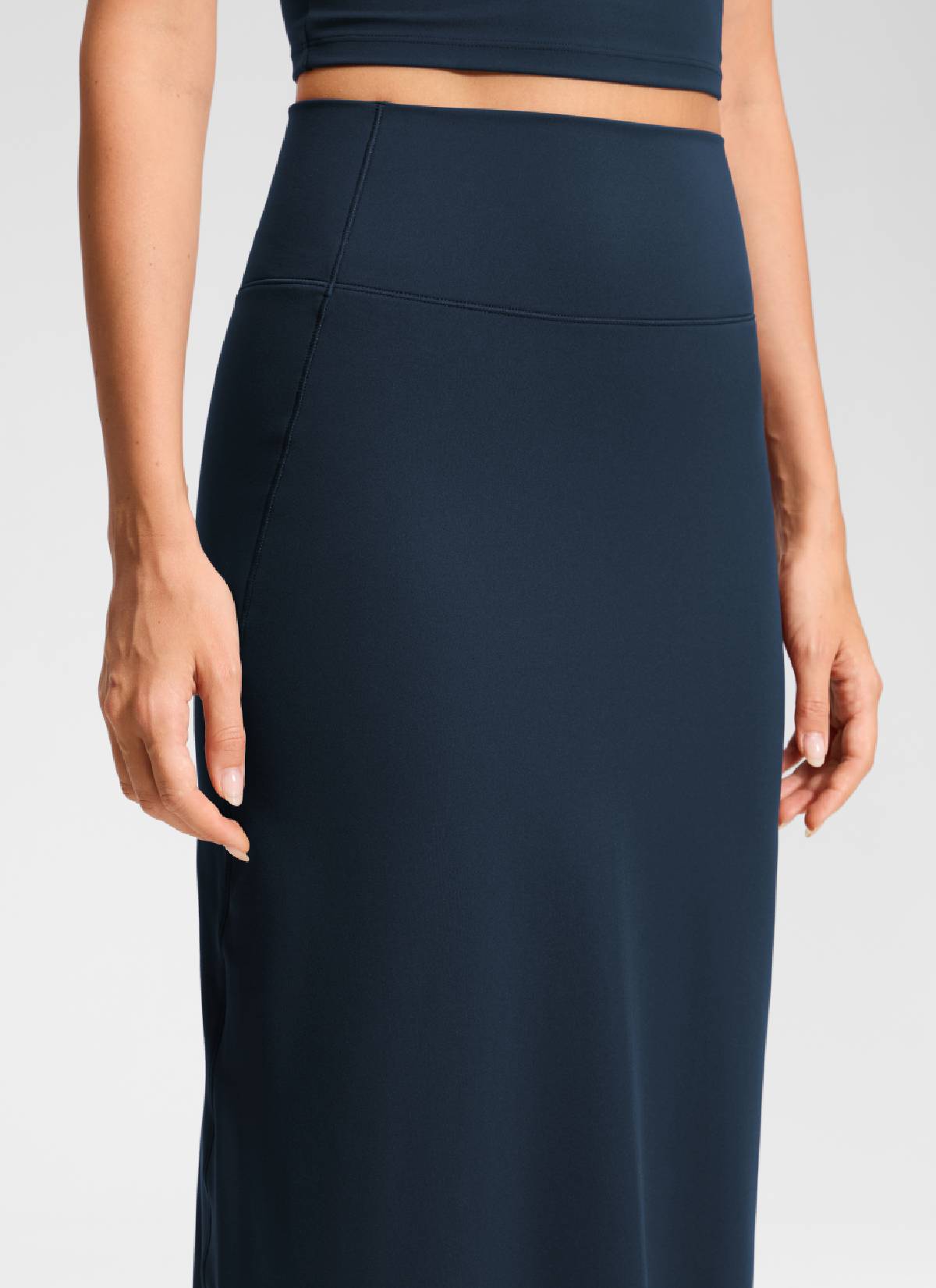 CRZ YOGA Damen Butterlift Maxi Bleistiftrock mit Rückenschlitz Echte Marine