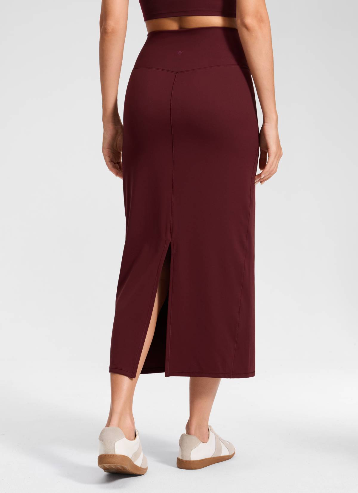 CRZ YOGA Damen Butterlift Maxi Bleistiftrock mit Rückenschlitz Roter Merlot