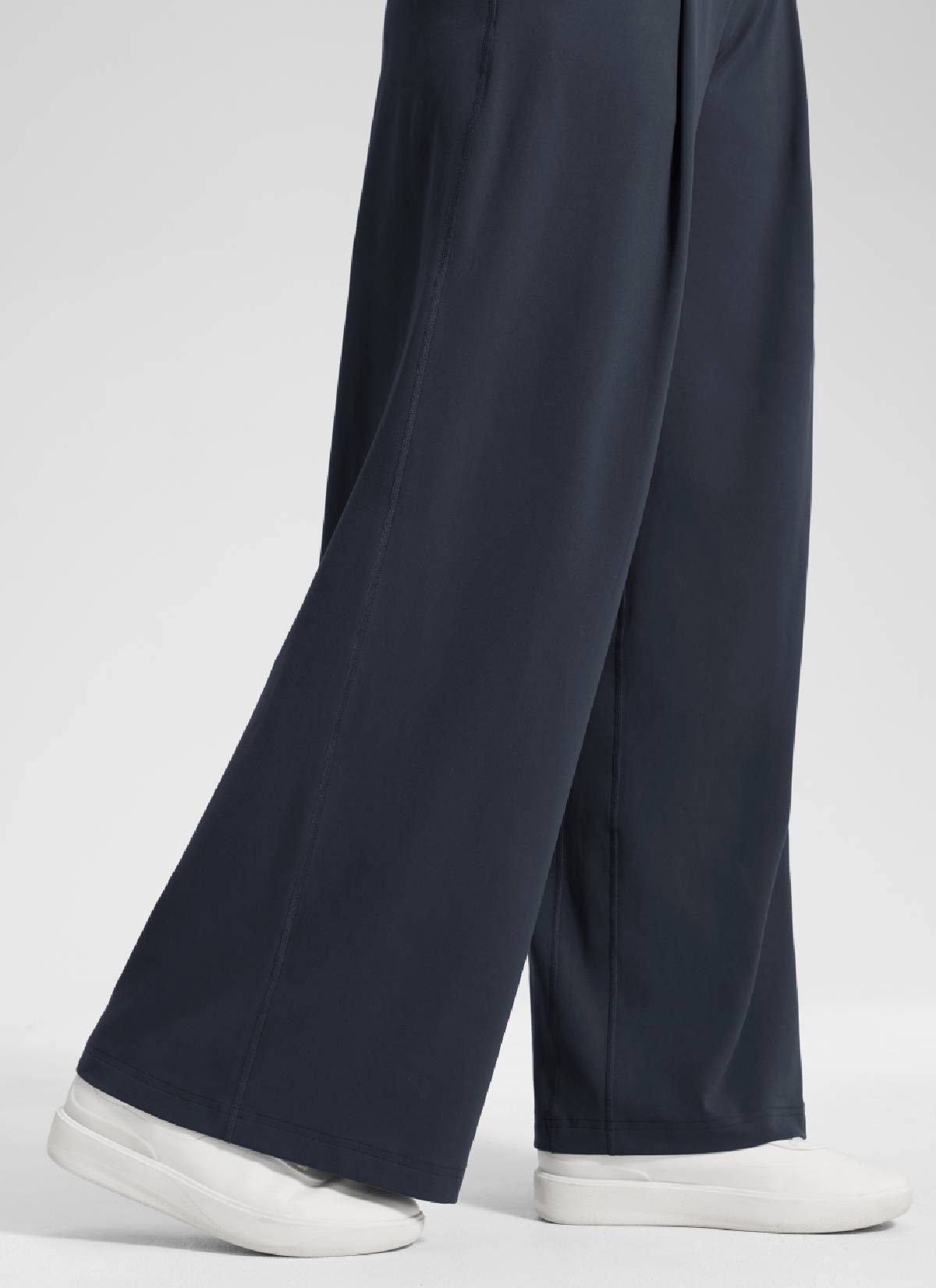 CRZ YOGA Damen Butterluxe Palazzo Hose mit Taschen und Falten - 76cm Echte Marine