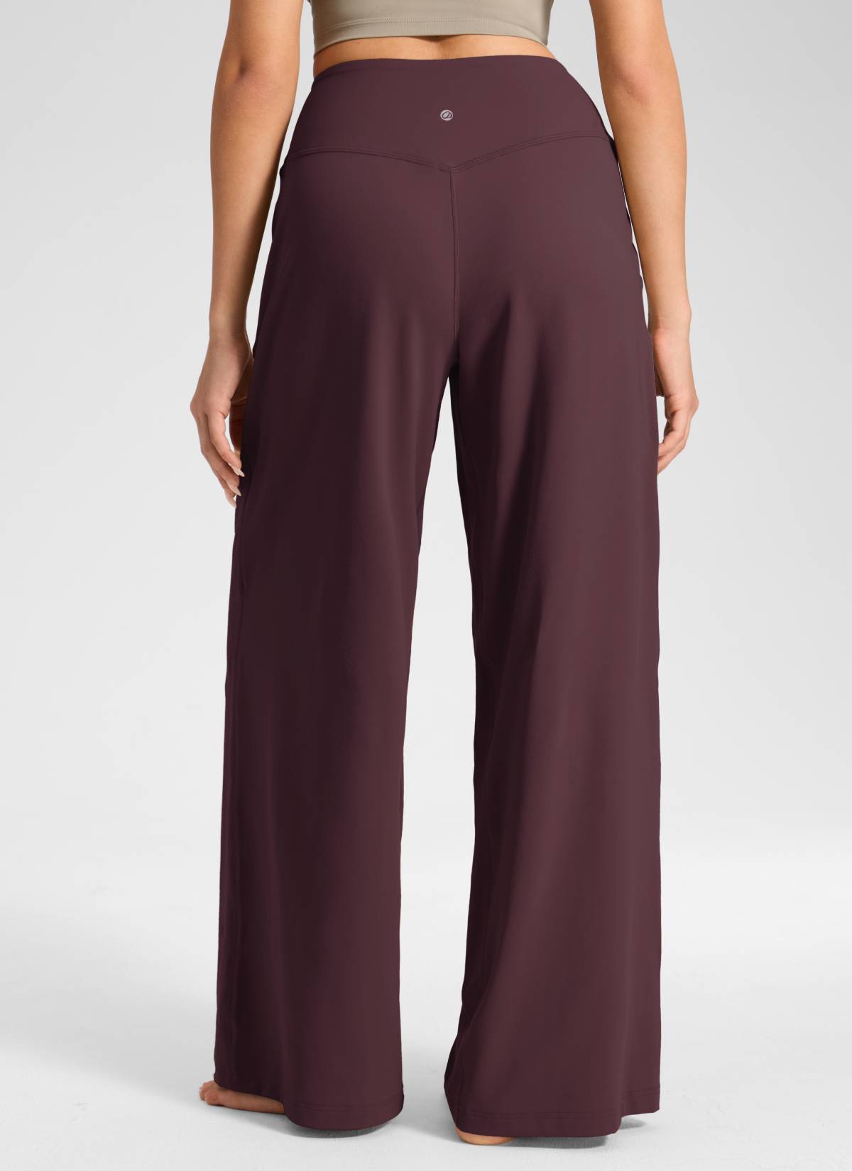 CRZ YOGA Damen Butterluxe Palazzo Hose mit Taschen und Falten - 76cm Reife Pflaume