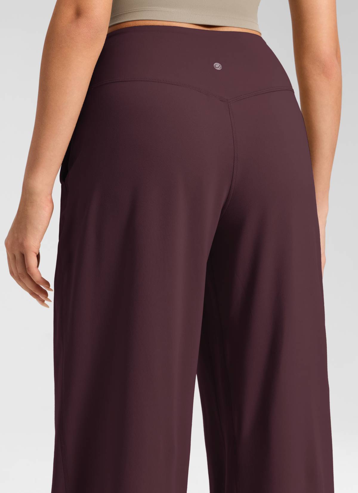 CRZ YOGA Damen Butterluxe Palazzo Hose mit Taschen und Falten - 76cm Reife Pflaume