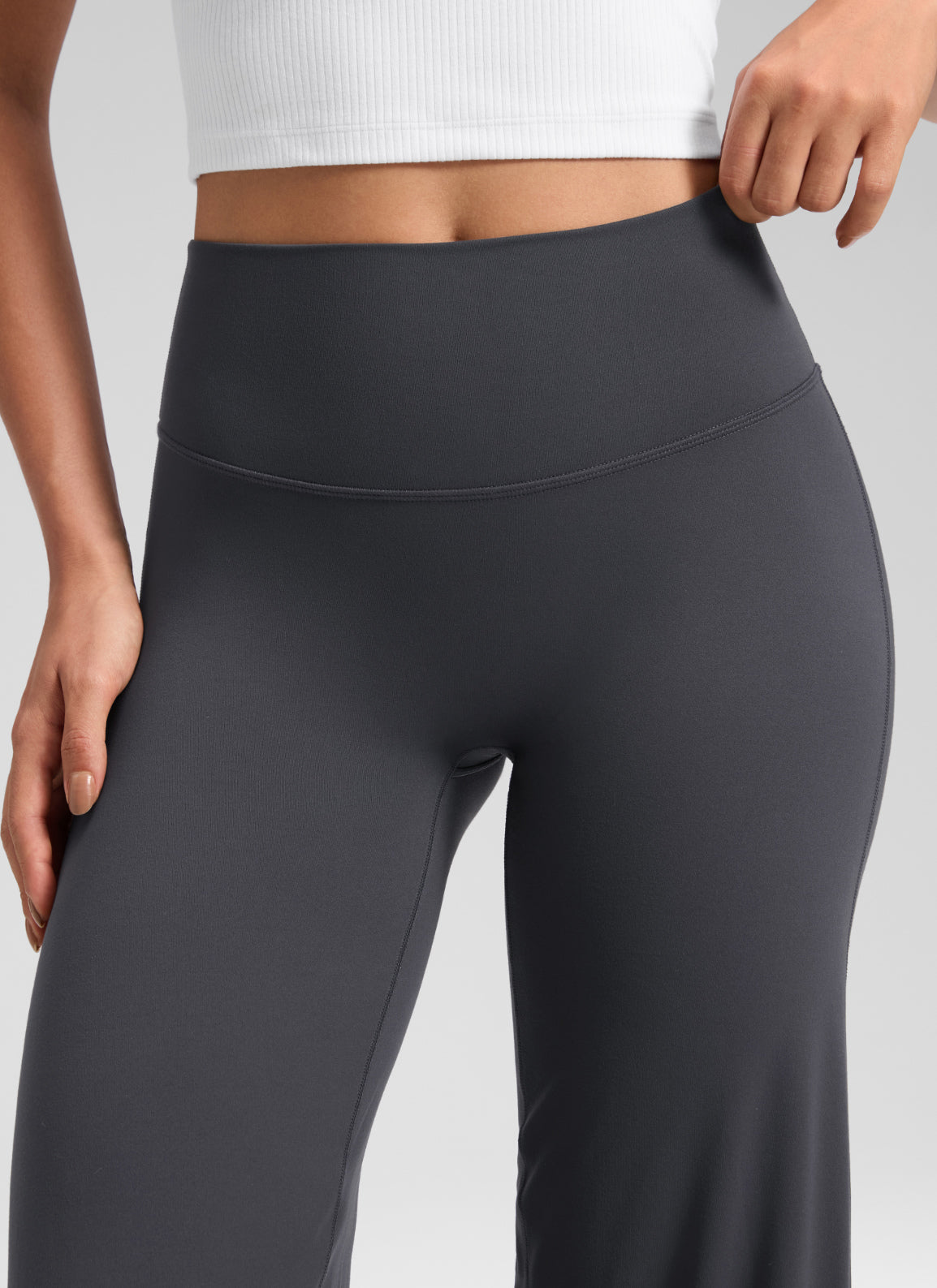 CRZ YOGA Damen Softretch Hohe Taille Weites Bein Yoga Leggings - 81cm Graphitgrau
