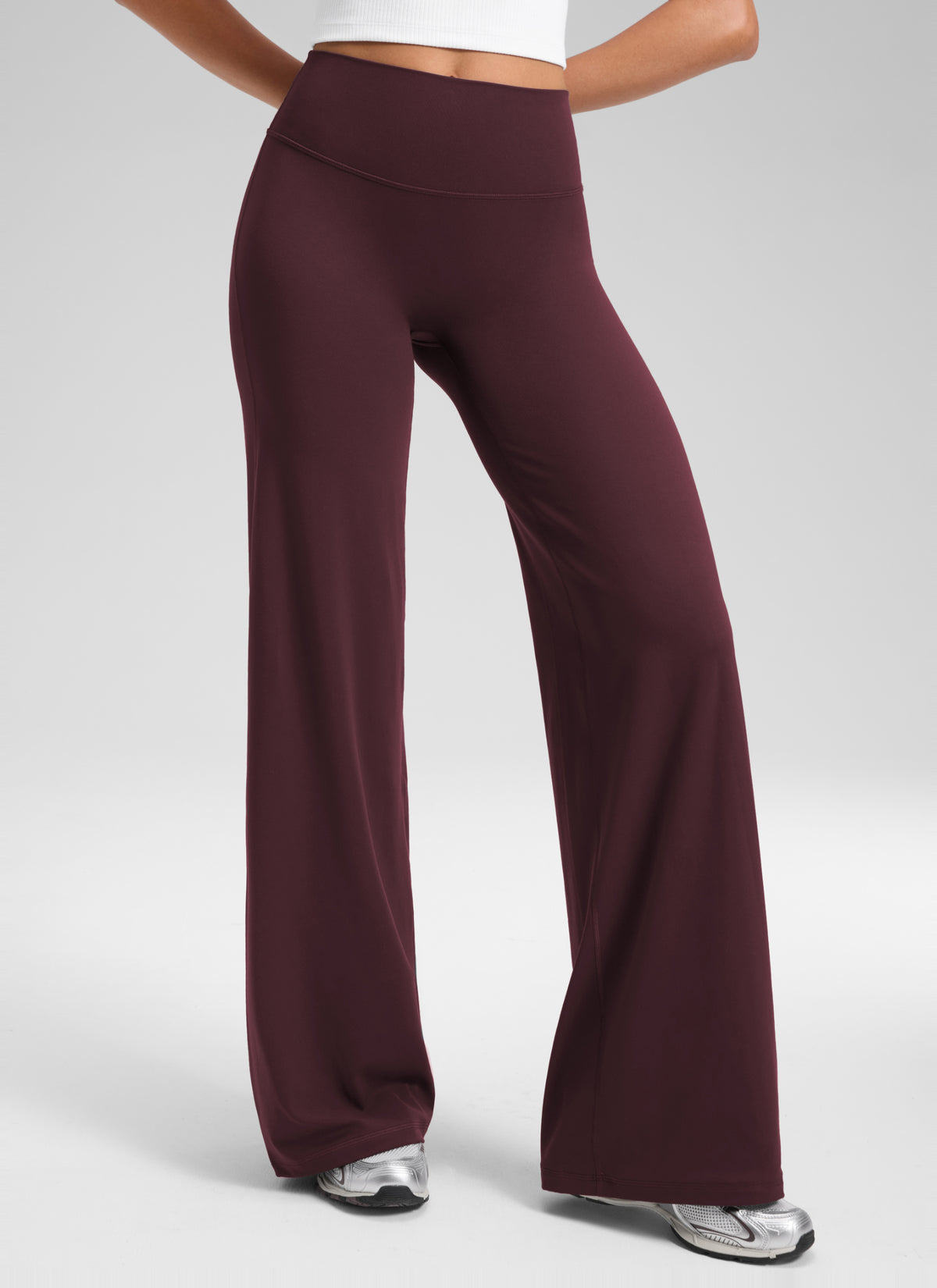 CRZ YOGA Damen Softretch Hohe Taille Weites Bein Yoga Leggings - 76cm Reife Pflaume