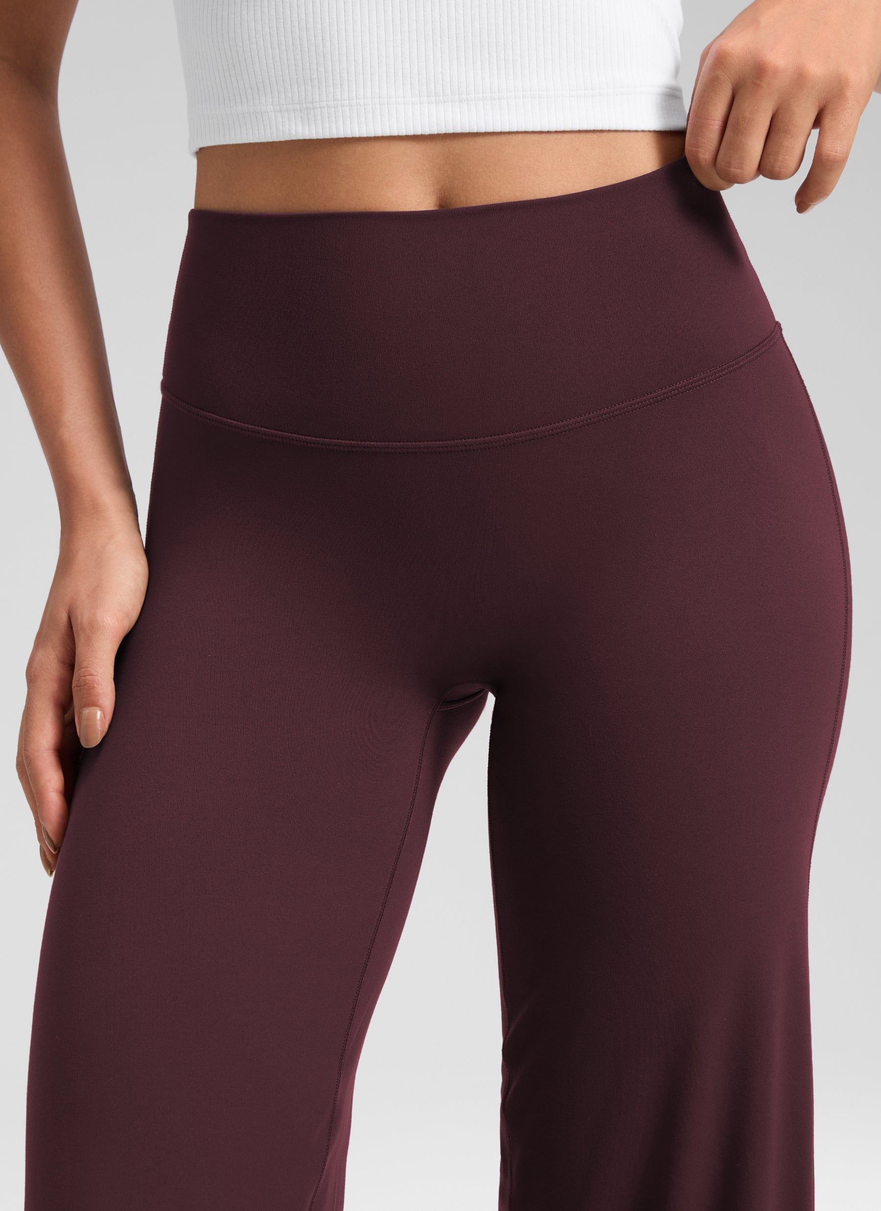 CRZ YOGA Damen Softretch Hohe Taille Weites Bein Yoga Leggings - 76cm Reife Pflaume