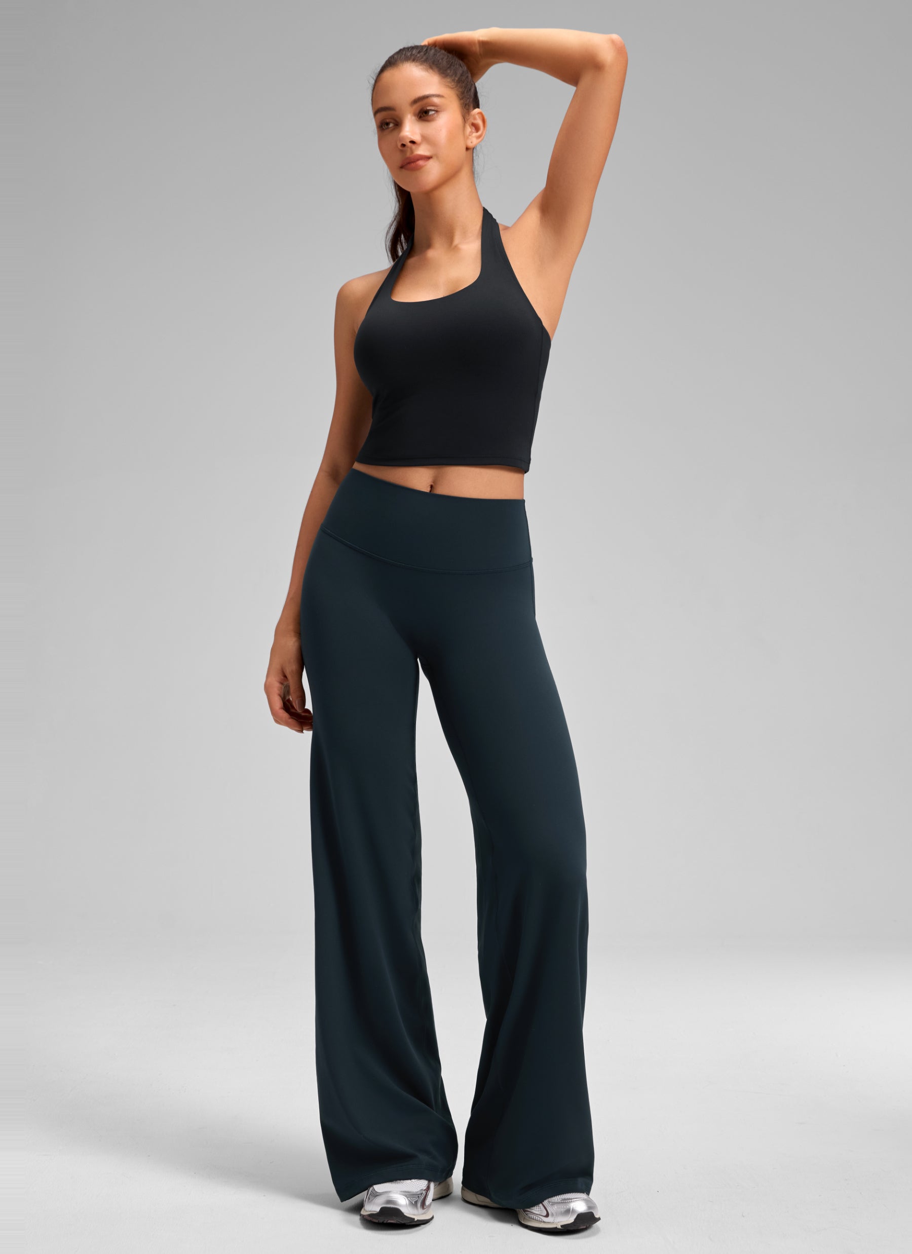 CRZ YOGA Damen Softretch Hohe Taille Weites Bein Yoga Leggings - 71cm Echte Marine