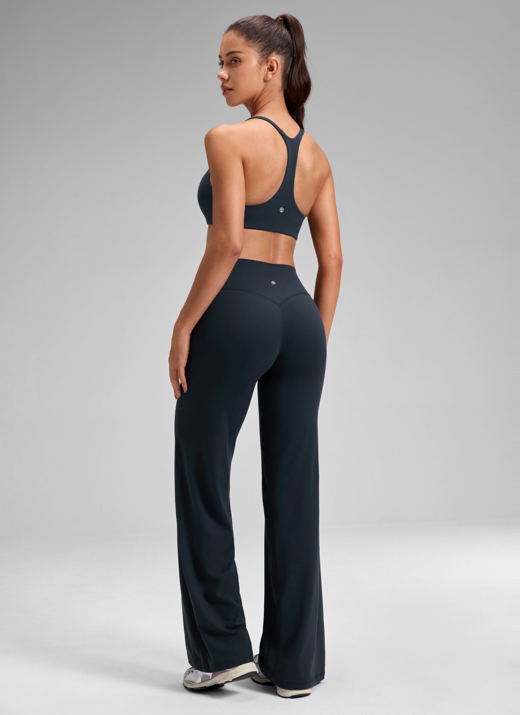 CRZ YOGA Damen Softretch Hohe Taille Weites Bein Yoga Leggings - 81cm Echte Marine