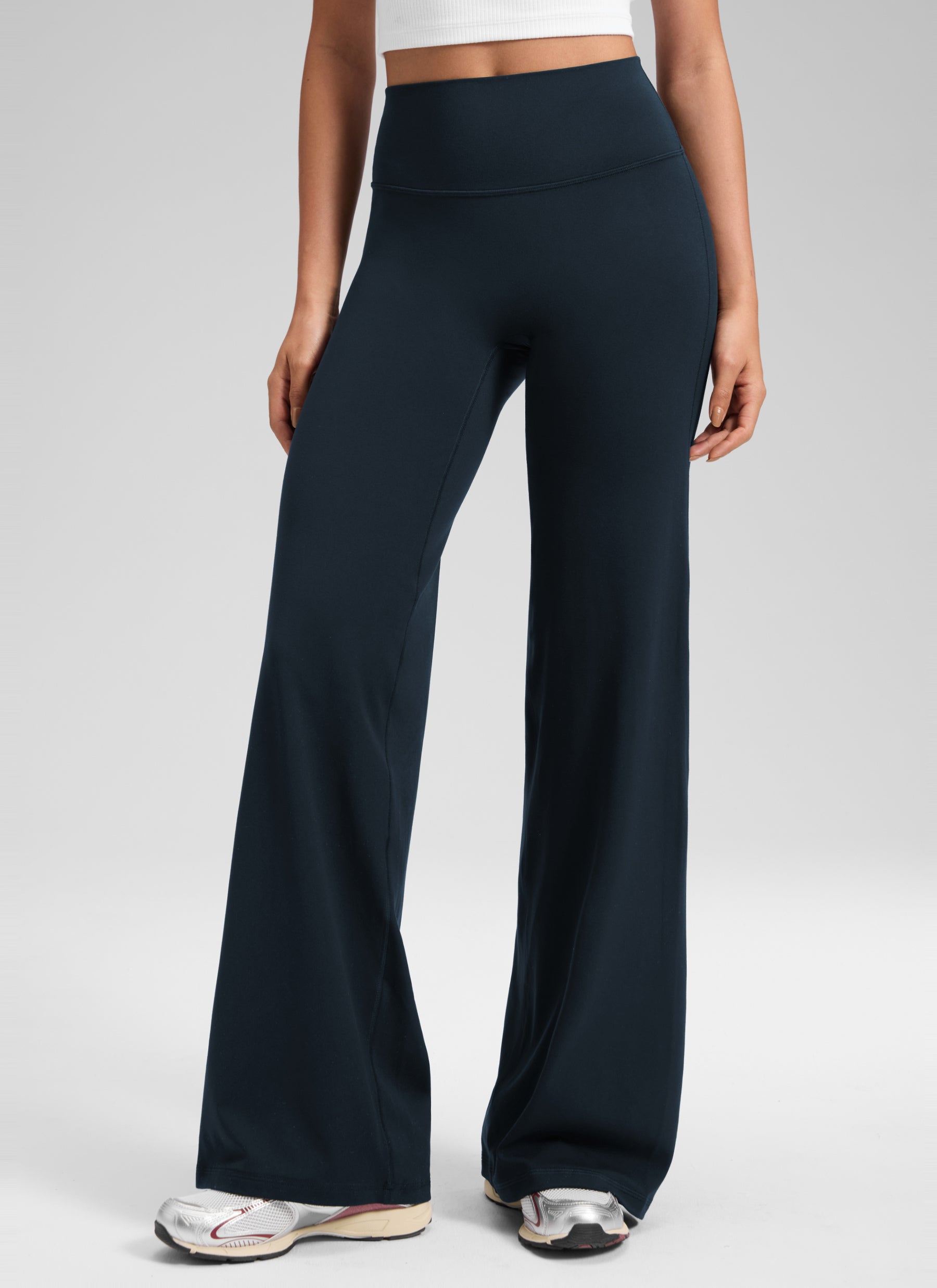 CRZ YOGA Damen Softretch Hohe Taille Weites Bein Yoga Leggings - 81cm Echte Marine