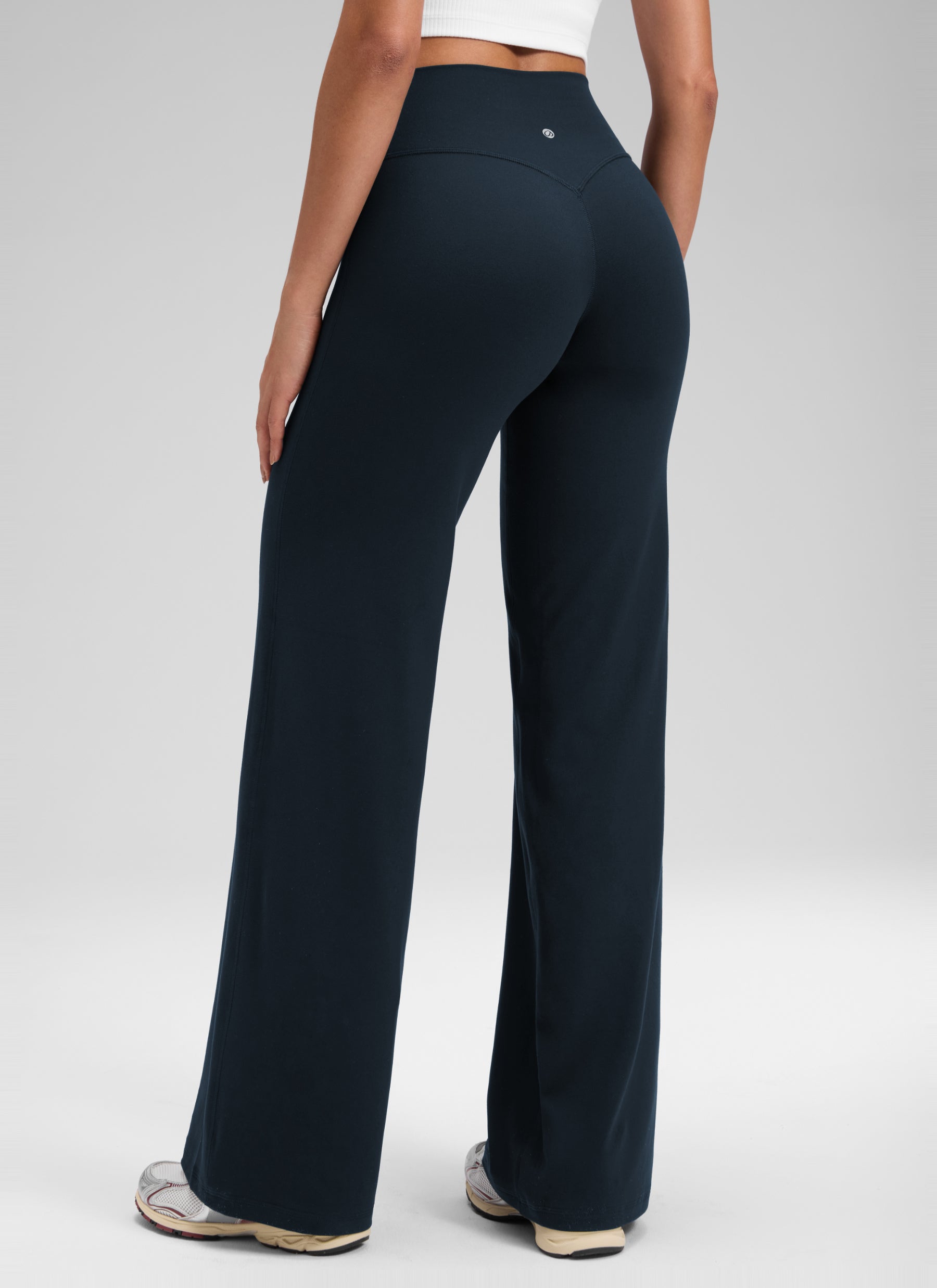 CRZ YOGA Damen Softretch Hohe Taille Weites Bein Yoga Leggings - 81cm Echte Marine