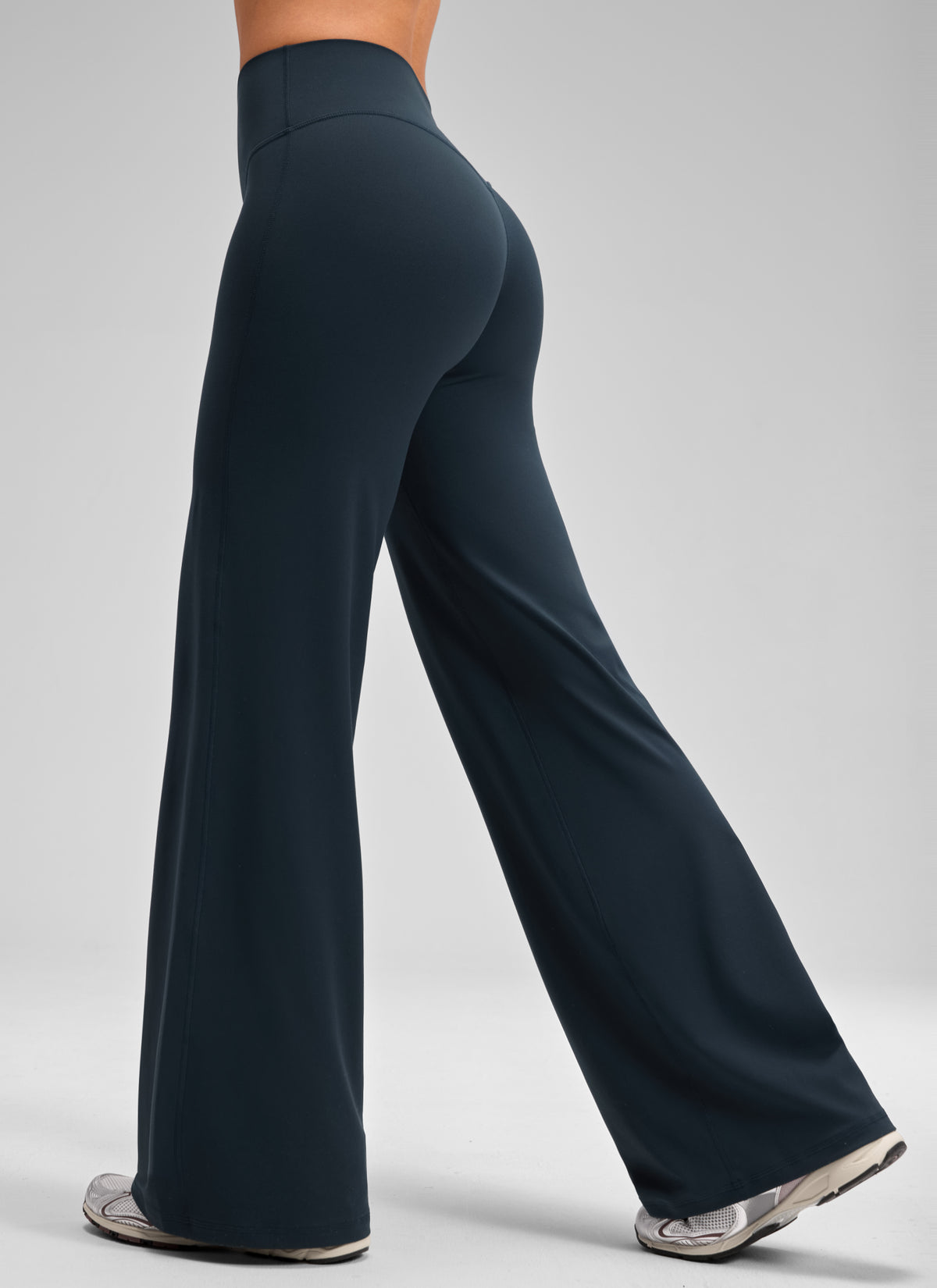 CRZ YOGA Damen Softretch Hohe Taille Weites Bein Yoga Leggings - 76cm Echte Marine