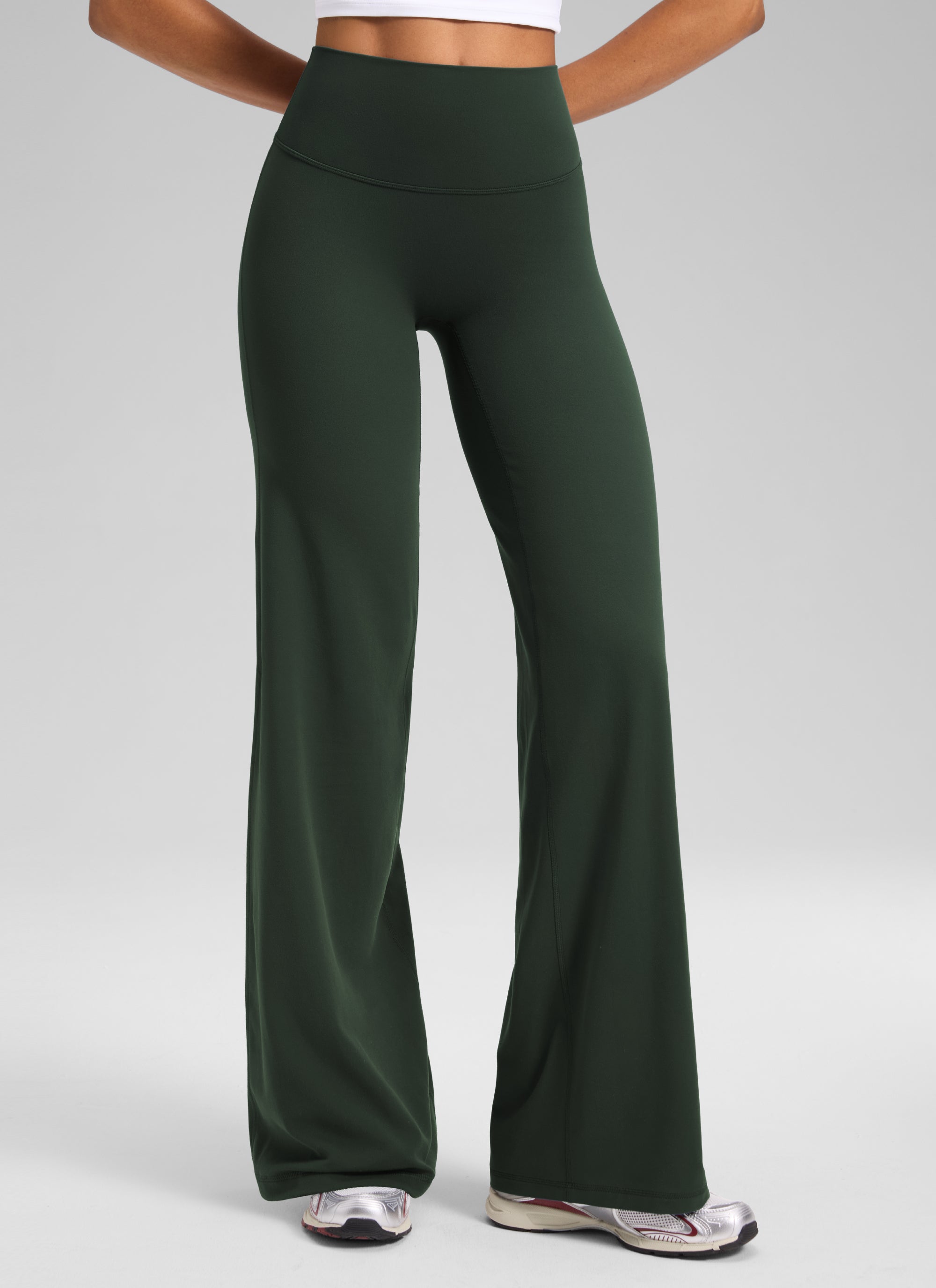CRZ YOGA Damen Softretch Hohe Taille Weites Bein Yoga Leggings - 71cm Legende Grün