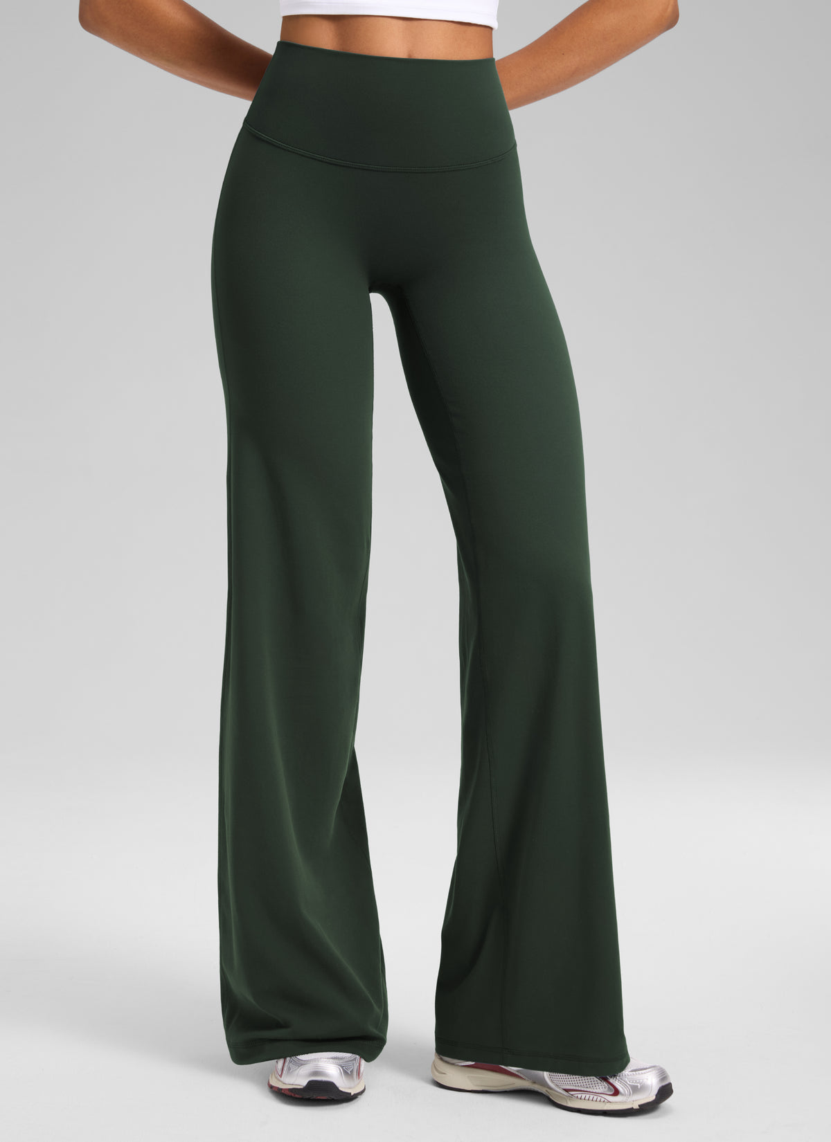 CRZ YOGA Damen Softretch Hohe Taille Weites Bein Yoga Leggings - 76cm Legende Grün @model_info:N
