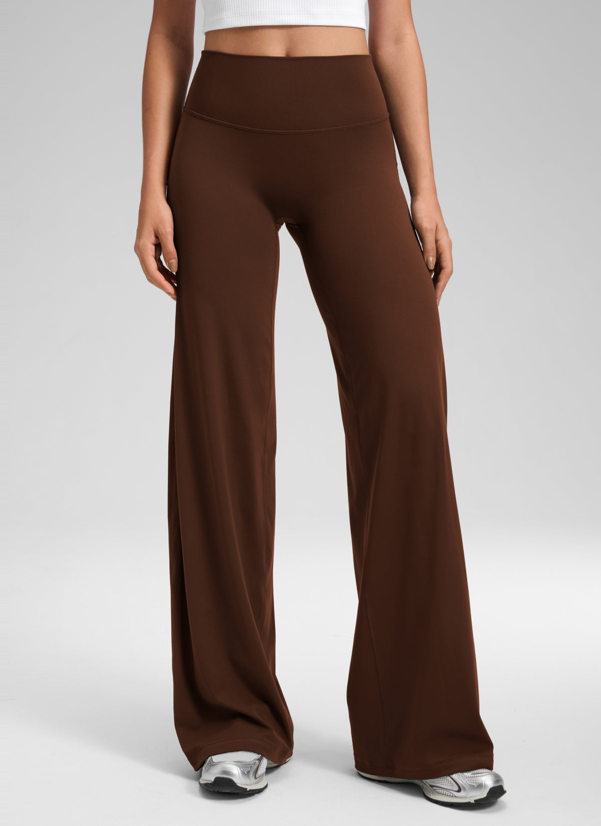CRZ YOGA Damen Softretch Hohe Taille Weites Bein Yoga Leggings - 71cm Lava Braun