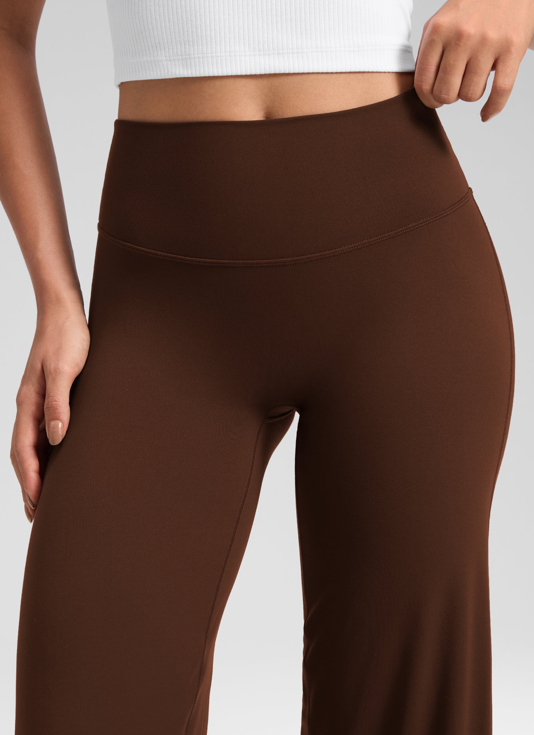 CRZ YOGA Damen Softretch Hohe Taille Weites Bein Yoga Leggings - 71cm Lava Braun