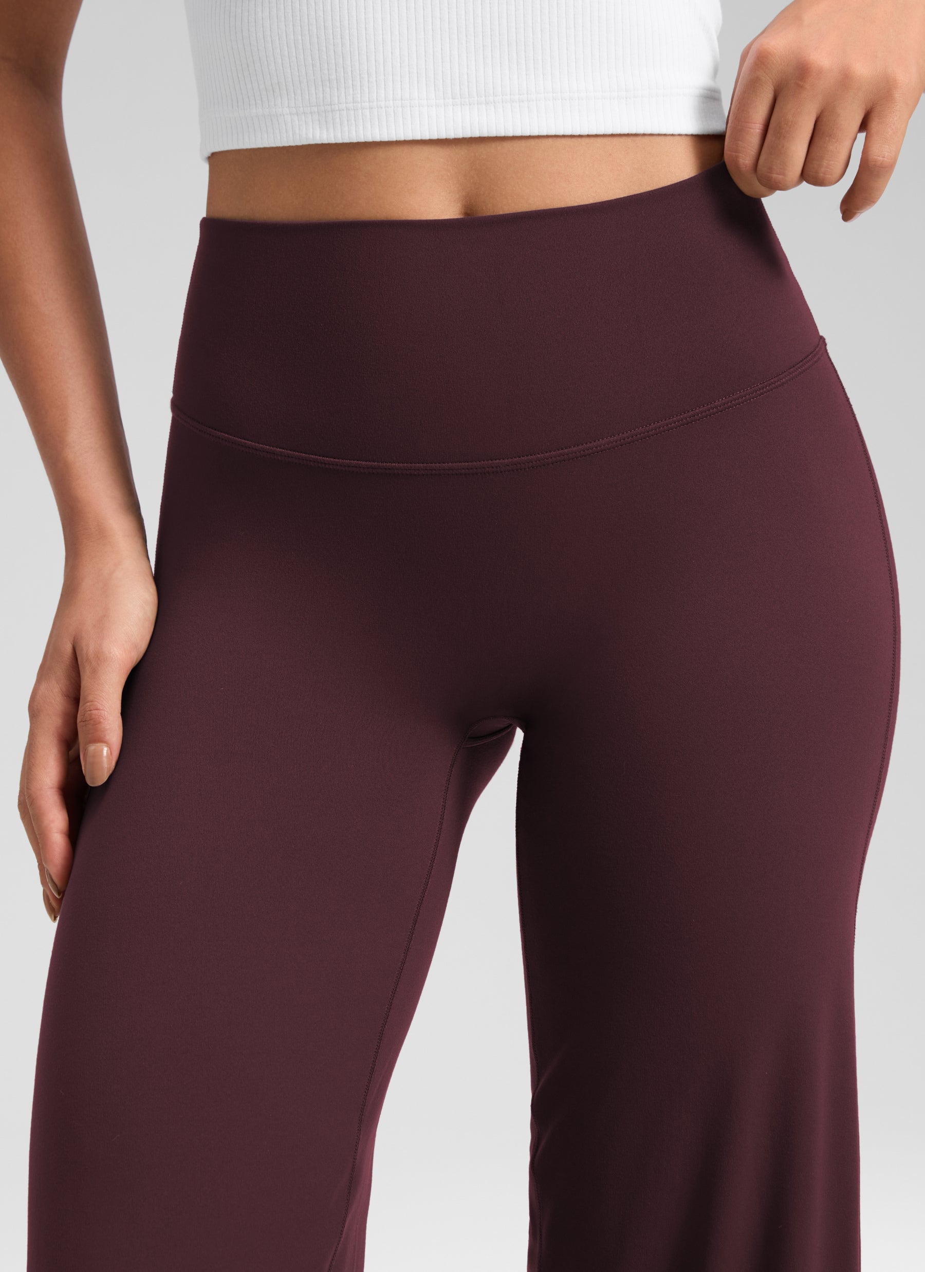 CRZ YOGA Damen Softretch Hohe Taille Weites Bein Yoga Leggings - 81cm Reife Pflaume