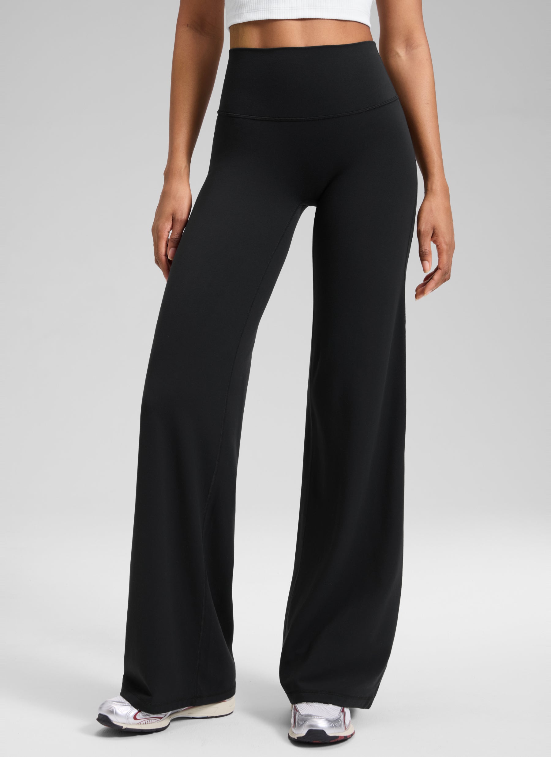CRZ YOGA Damen Softretch Hohe Taille Weites Bein Yoga Leggings - 71cm Schwarz