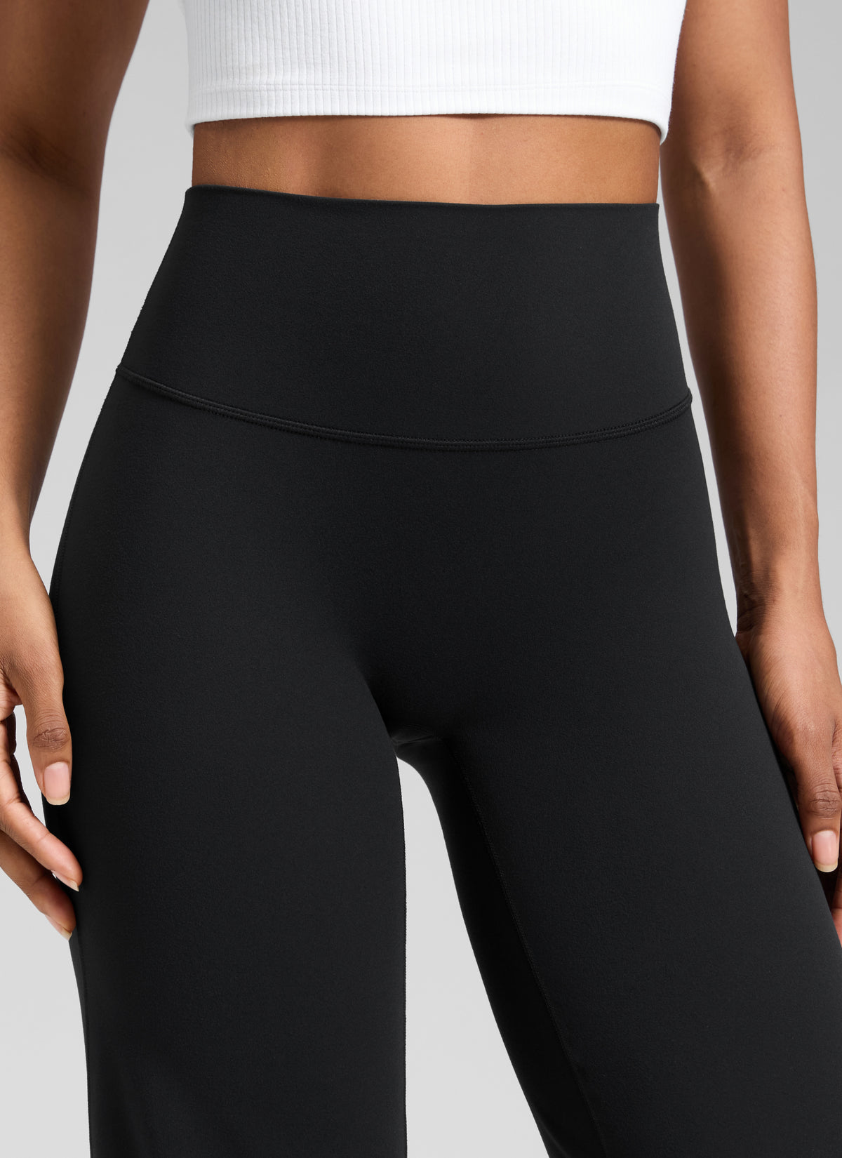 CRZ YOGA Damen Softretch Hohe Taille Weites Bein Yoga Leggings - 76cm Schwarz