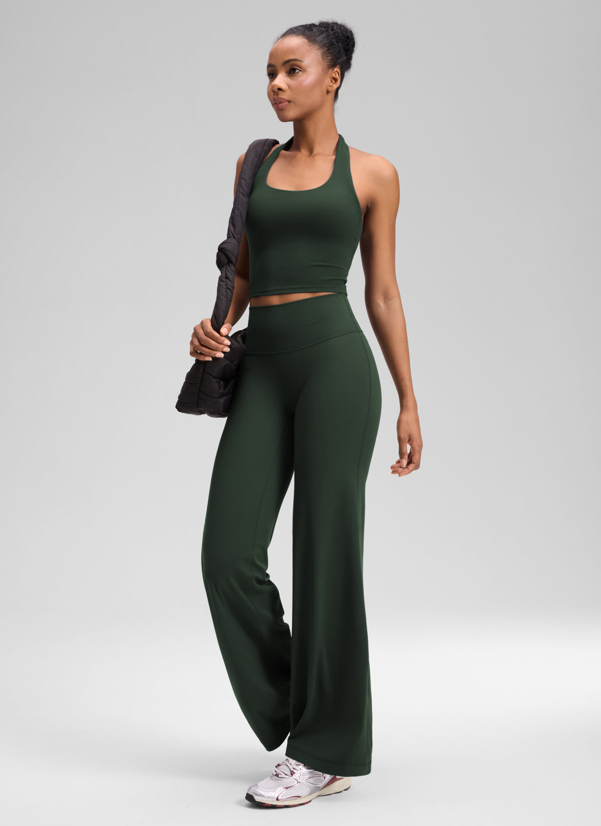 CRZ YOGA Damen Softretch Hohe Taille Weites Bein Yoga Leggings - 71cm Legende Grün
