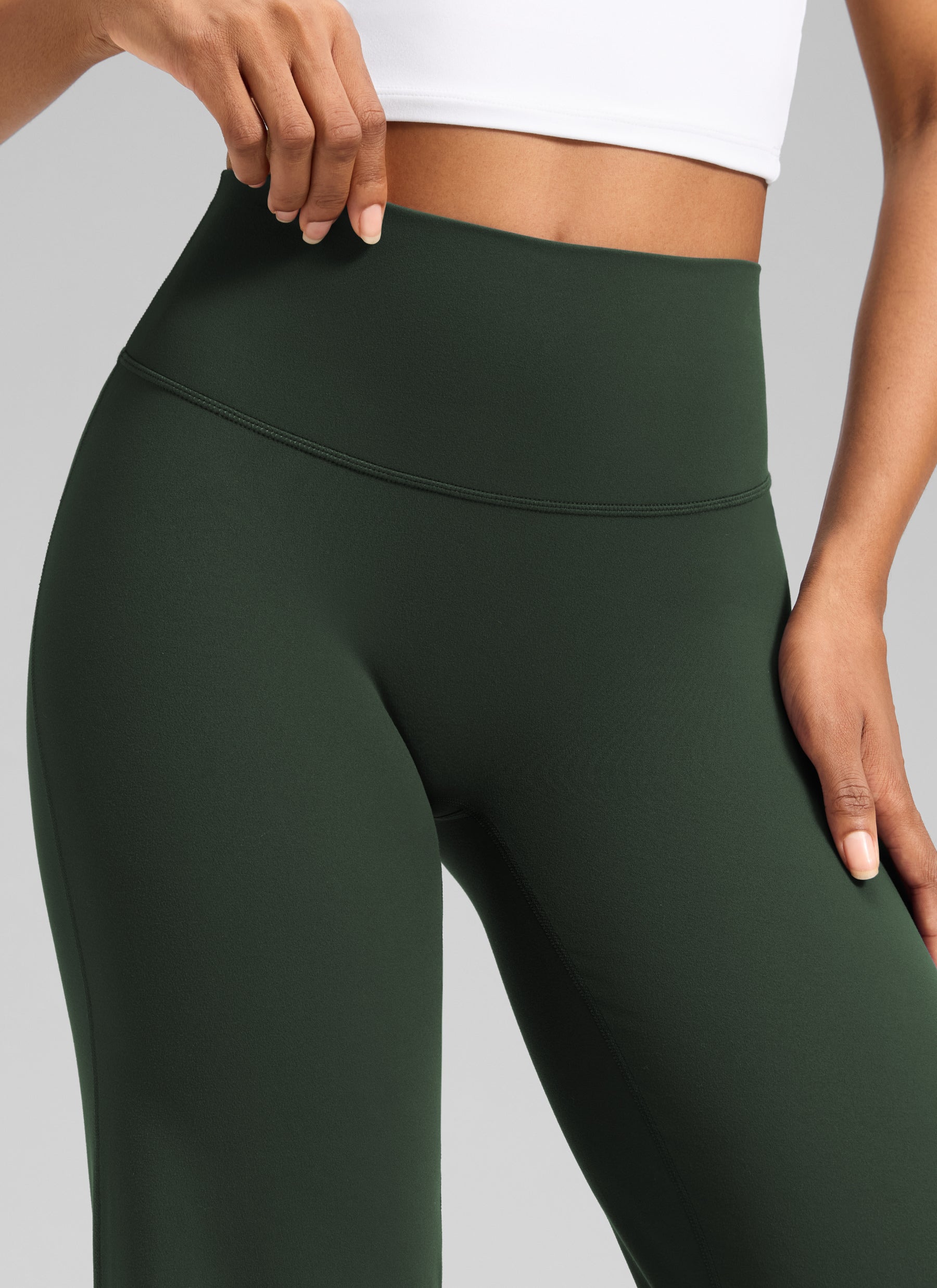 CRZ YOGA Damen Softretch Hohe Taille Weites Bein Yoga Leggings - 71cm Legende Grün