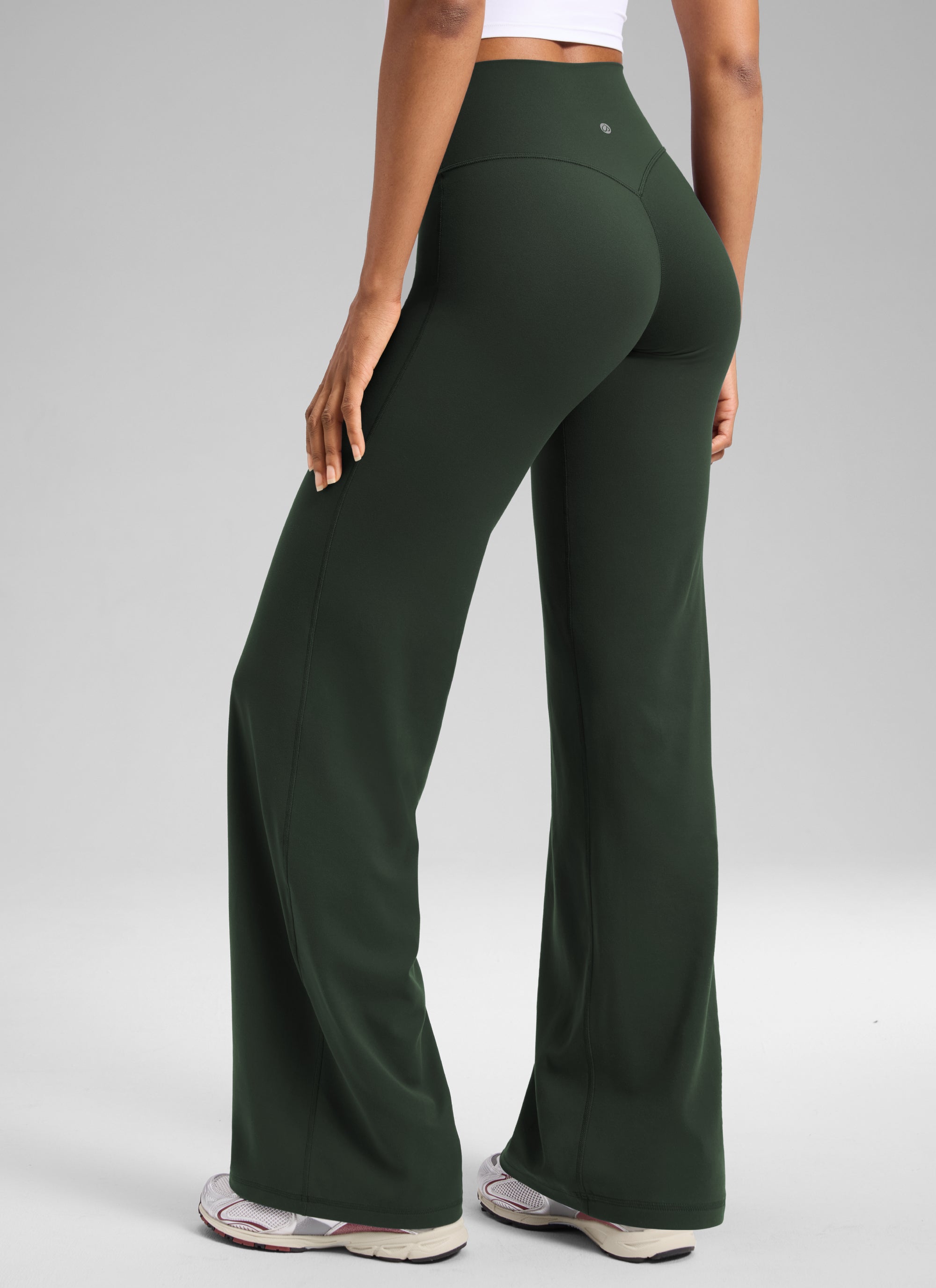 CRZ YOGA Damen Softretch Hohe Taille Weites Bein Yoga Leggings - 71cm Legende Grün