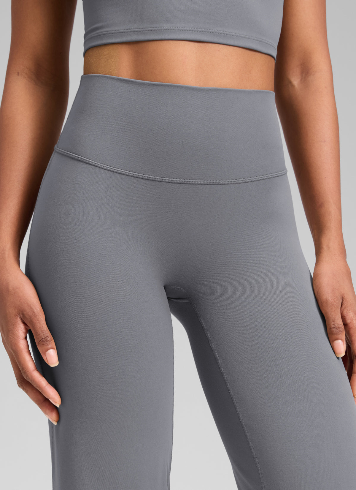 CRZ YOGA Damen Softretch Hohe Taille Weites Bein Yoga Leggings - 76cm Solar Grau