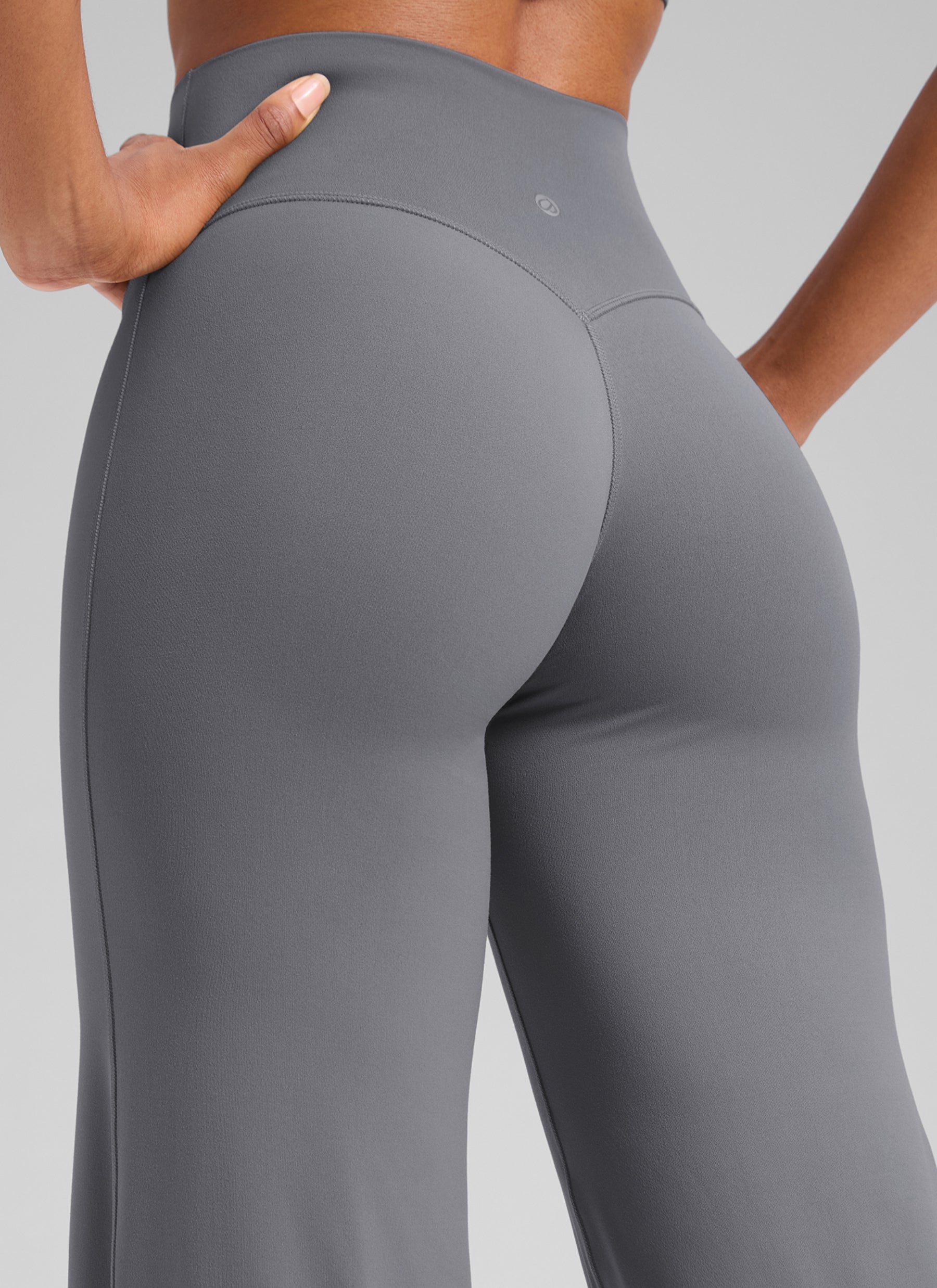 CRZ YOGA Damen Softretch Hohe Taille Weites Bein Yoga Leggings - 76cm Solar Grau
