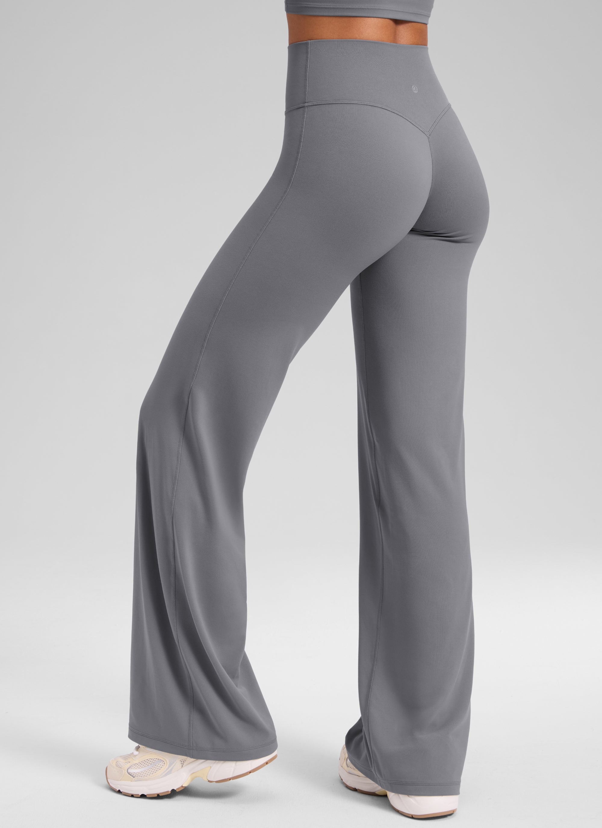 CRZ YOGA Damen Softretch Hohe Taille Weites Bein Yoga Leggings - 76cm Solar Grau