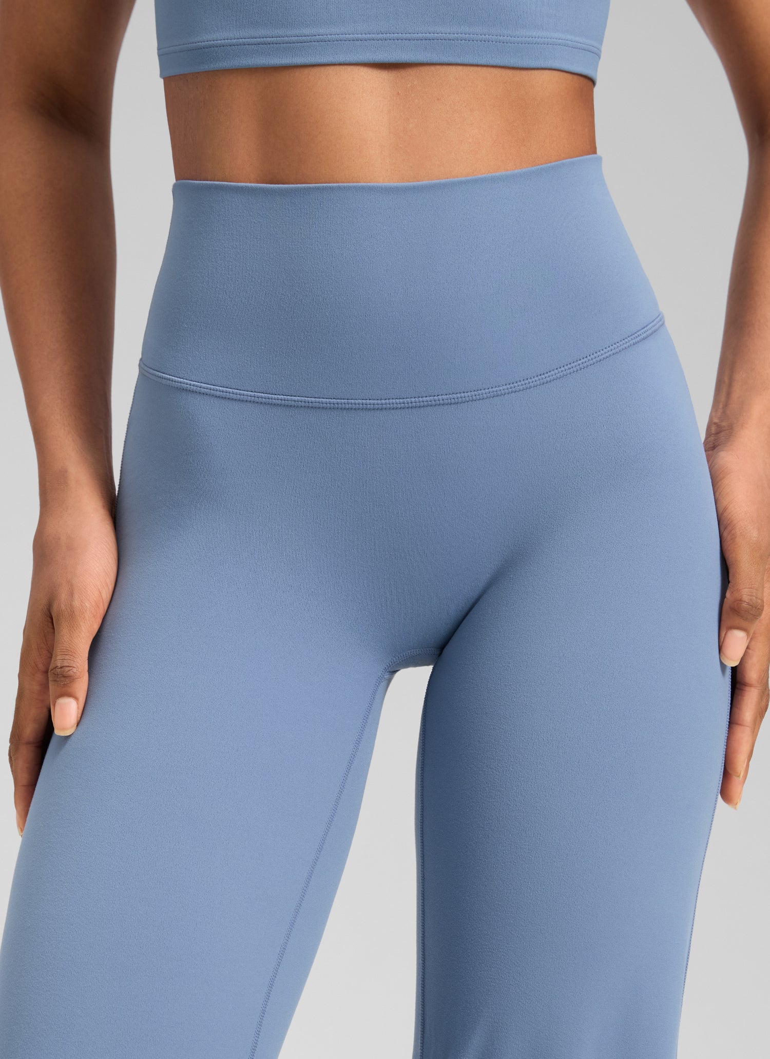 CRZ YOGA Damen Softretch Hohe Taille Weites Bein Yoga Leggings - 71cm Gewaschener Denim