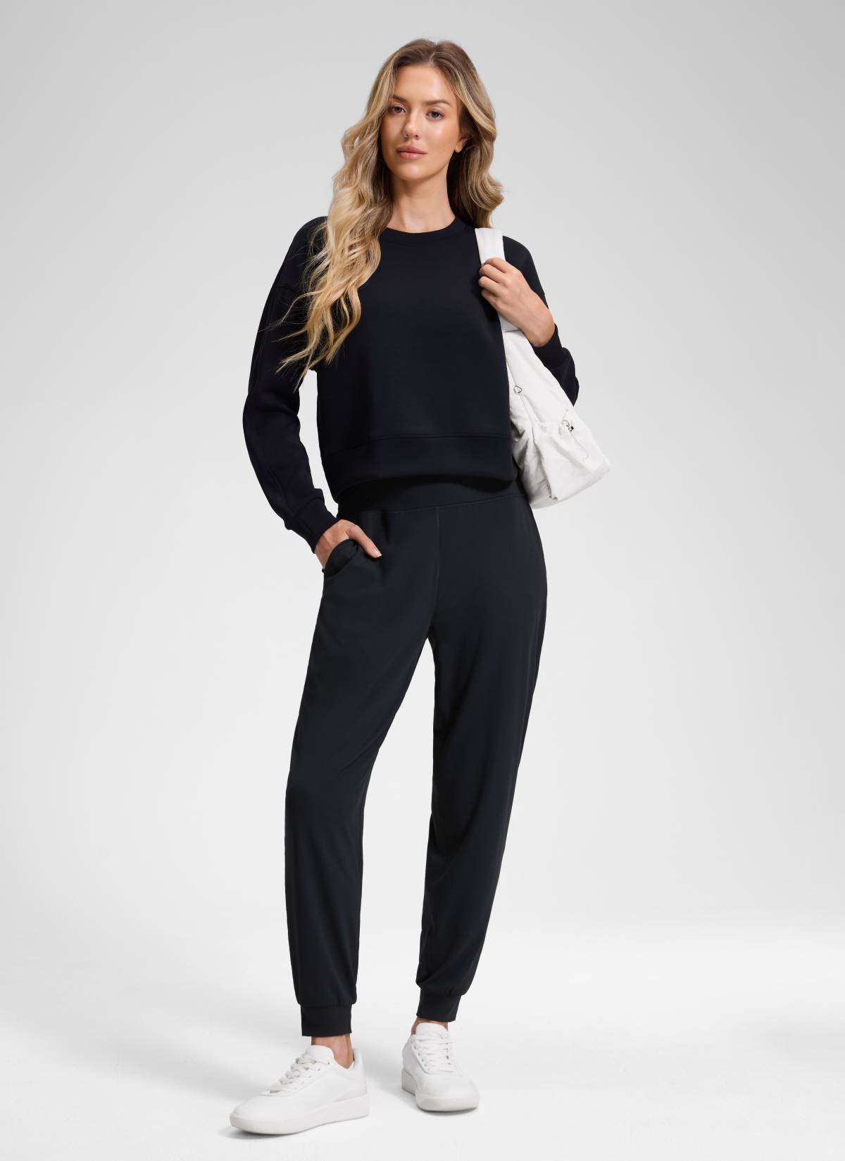 CRZ YOGA Damen Butterluxe Hohe Taille Sporthosen mit Taschen - 71cm Schwarz