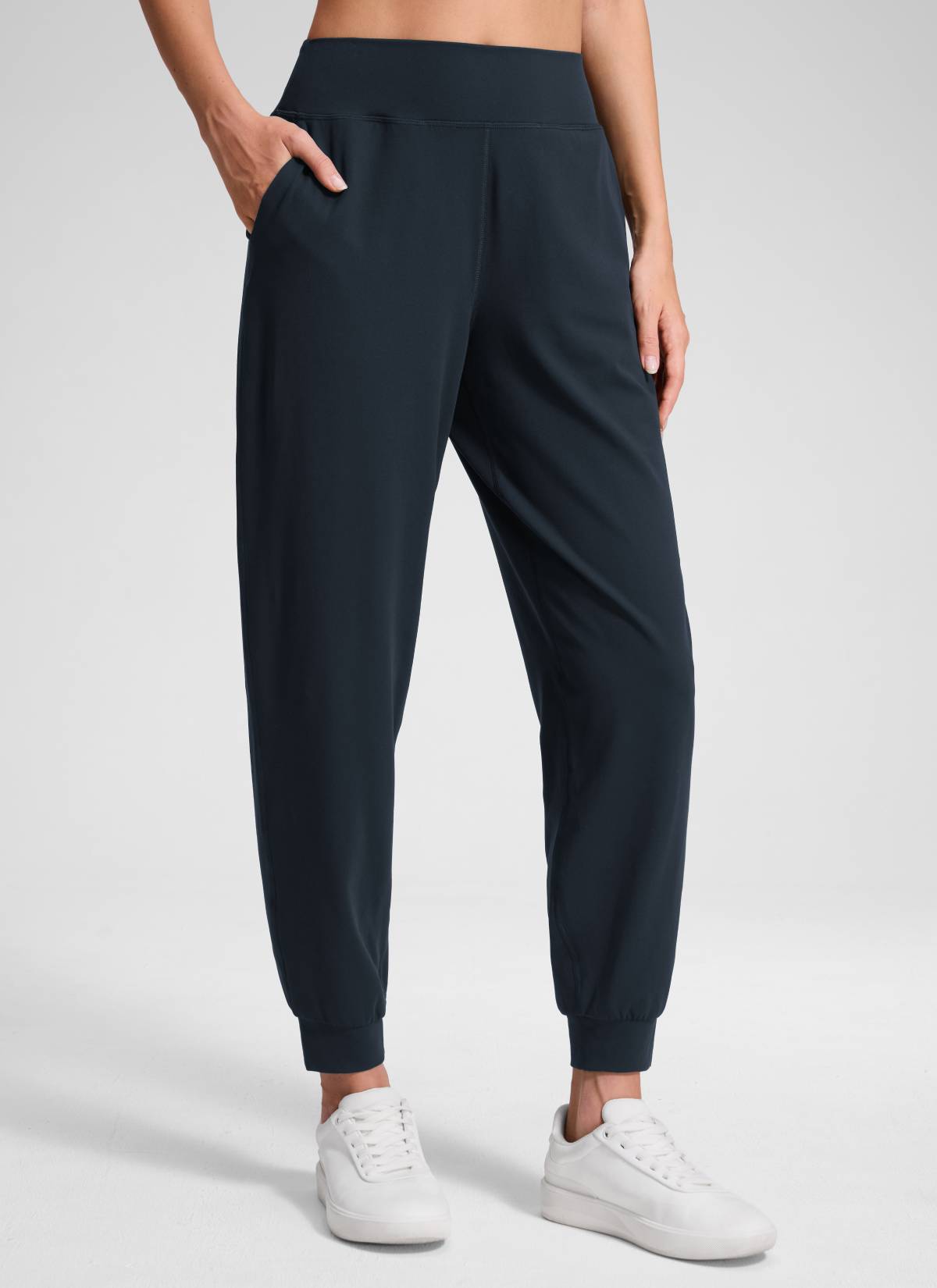 CRZ YOGA Damen Butterluxe Hohe Taille Sporthosen mit Taschen - 71cm Echte Marine
