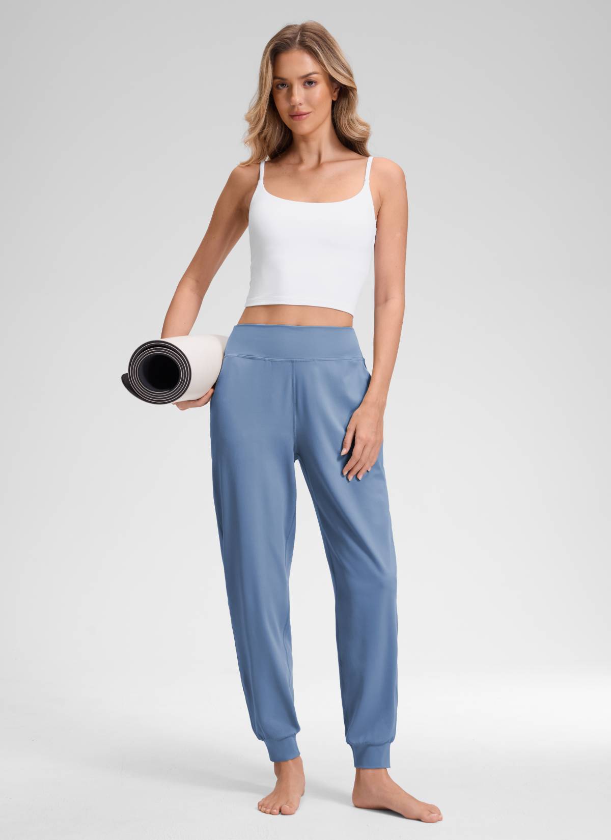 CRZ YOGA Damen Butterluxe Hohe Taille Sporthosen mit Taschen - 71cm Gewaschener Denim