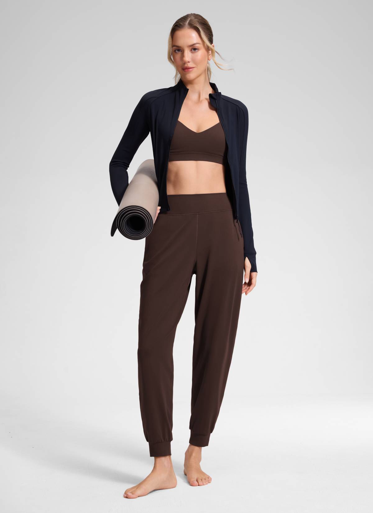 CRZ YOGA Damen Butterluxe Hohe Taille Sporthosen mit Taschen - 71cm Heißes Fudge-Brown
