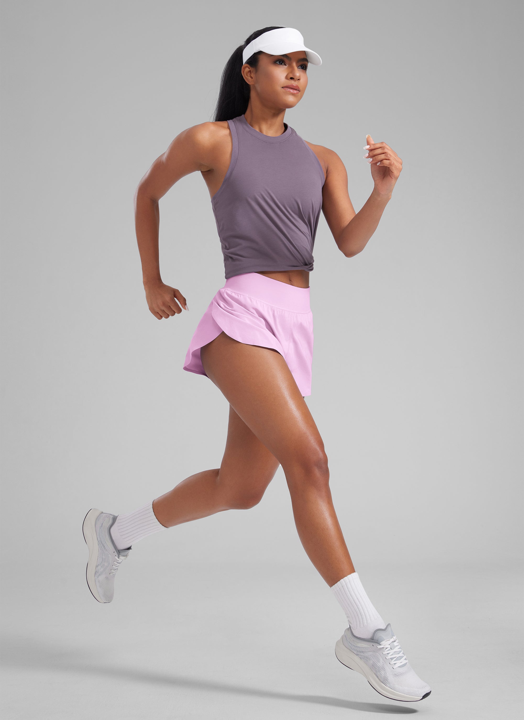 CRZ YOGA Damen Splits Sport Shorts mit Reißverschlusstasche - 8cm Vita Rosa