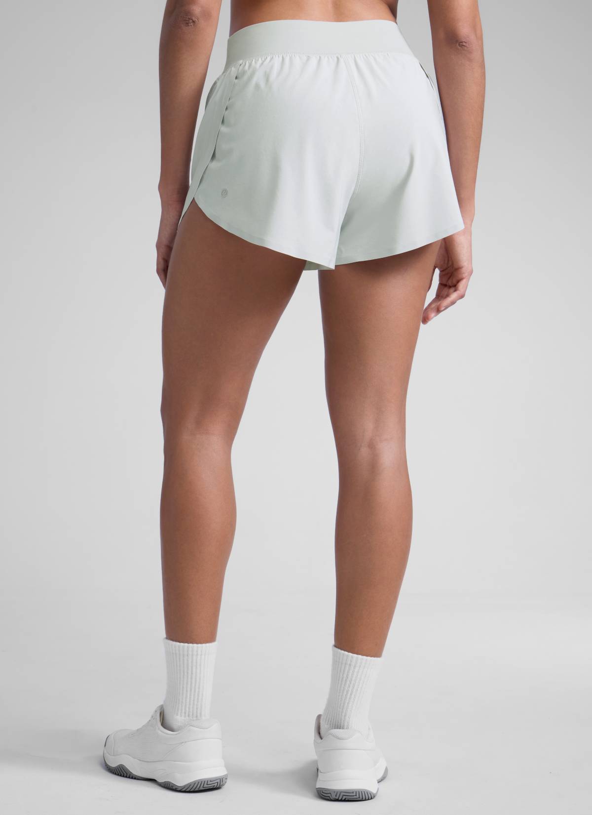 CRZ YOGA Damen Splits Sport Shorts mit Reißverschlusstasche - 8cm Meeresluft