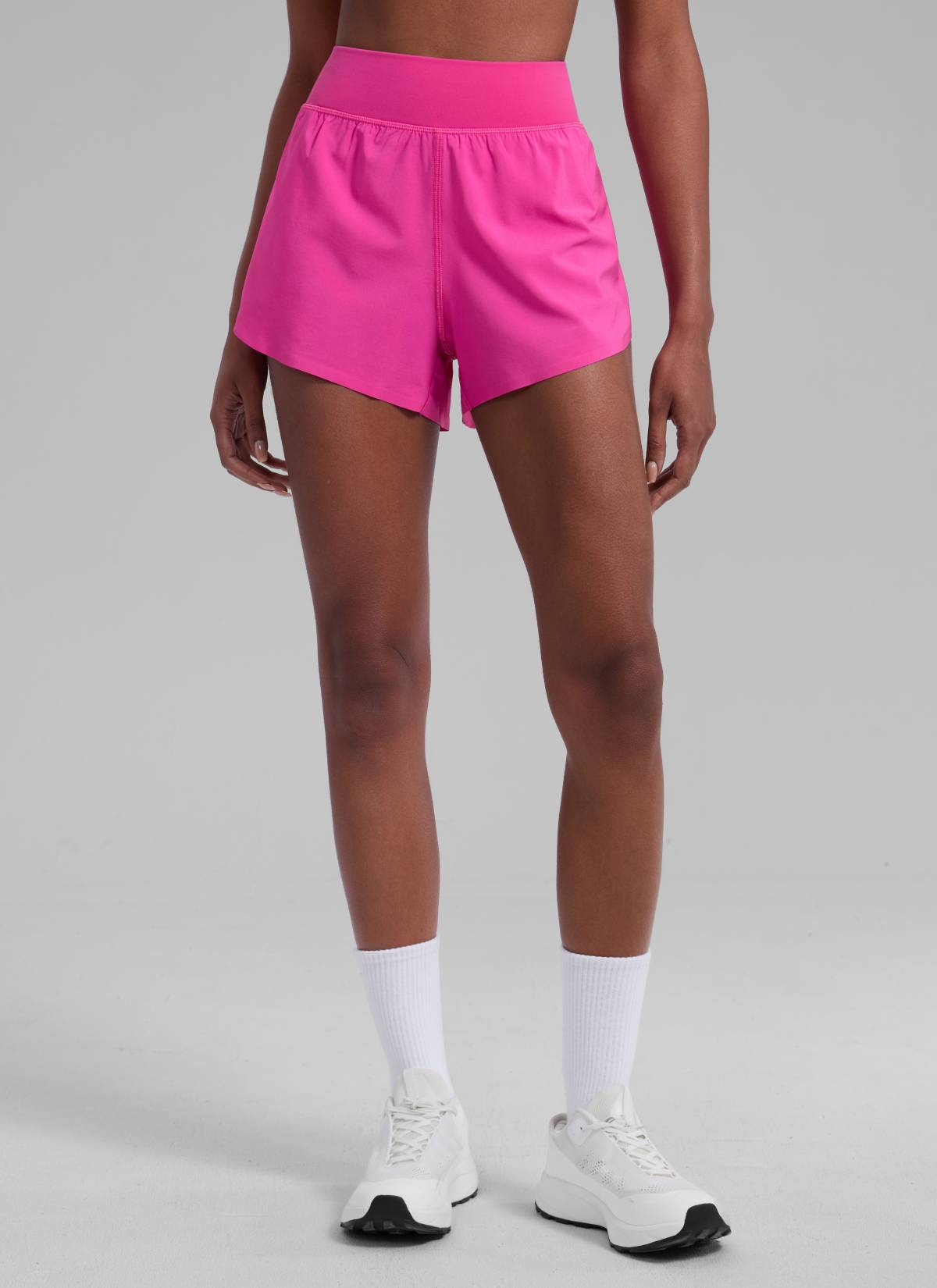 CRZ YOGA Damen Splits Sport Shorts mit Reißverschlusstasche - 7,6 cm Hibiskus-Purpur