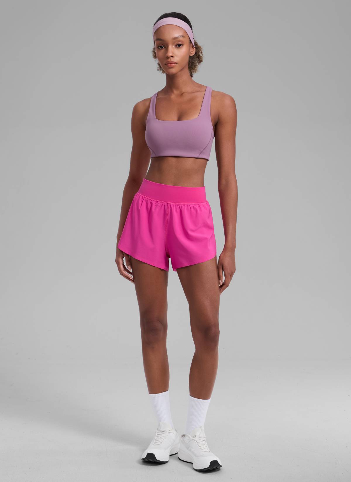 CRZ YOGA Damen Splits Sport Shorts mit Reißverschlusstasche - 7,6 cm Hibiskus-Purpur