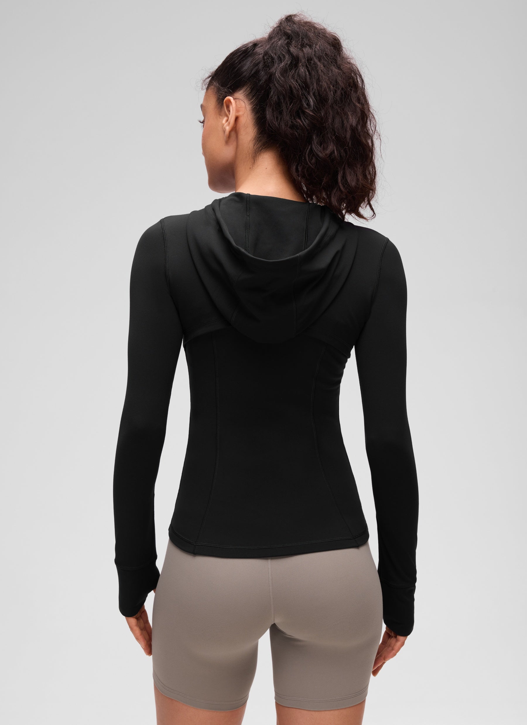 CRZ YOGA Damen Butterluxe Voll Reißverschluss Hoodie mit Daumenloch Schwarz