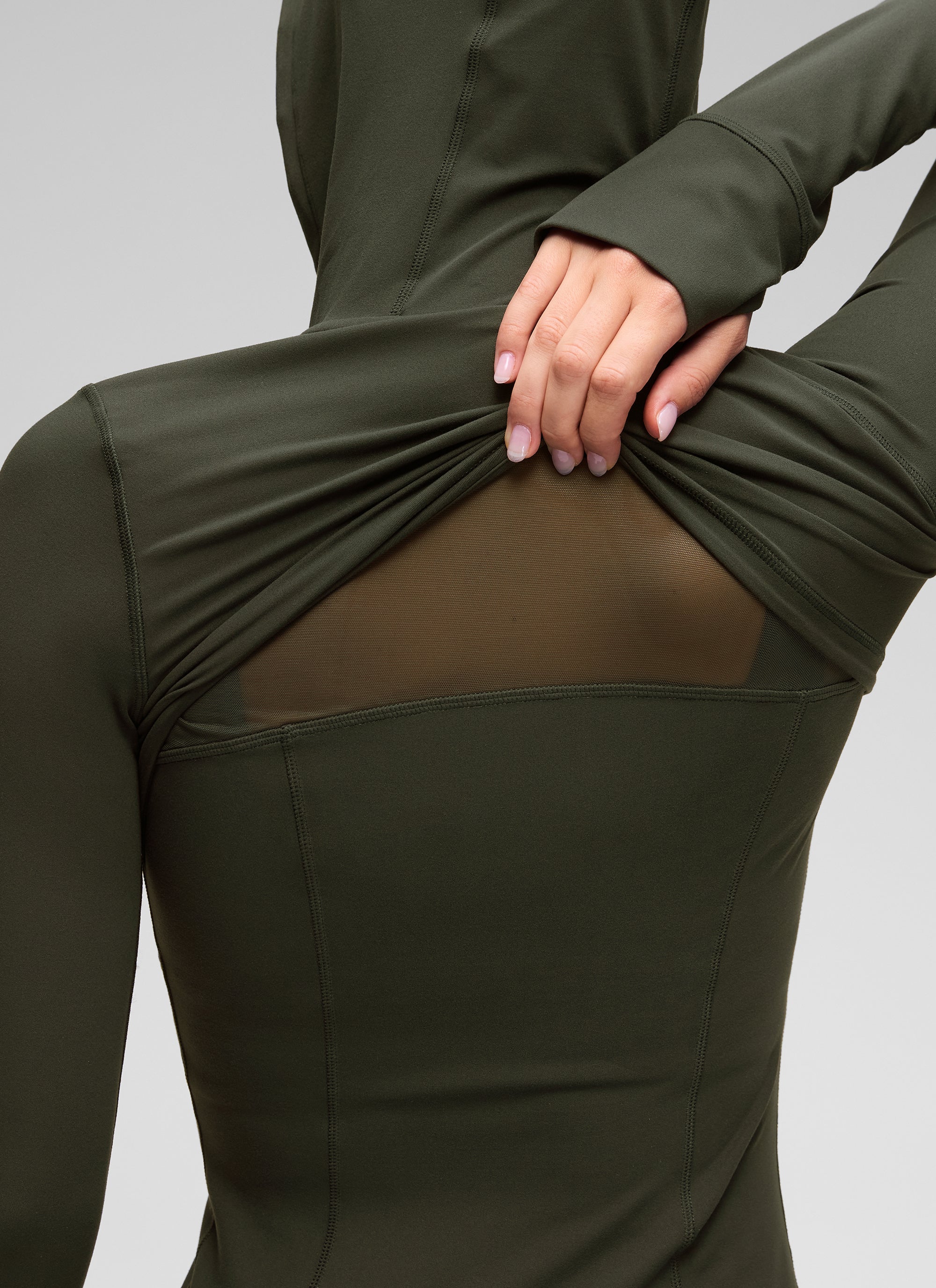 CRZ YOGA Damen Butterluxe Voll Reißverschluss Hoodie mit Daumenloch Olivgrün