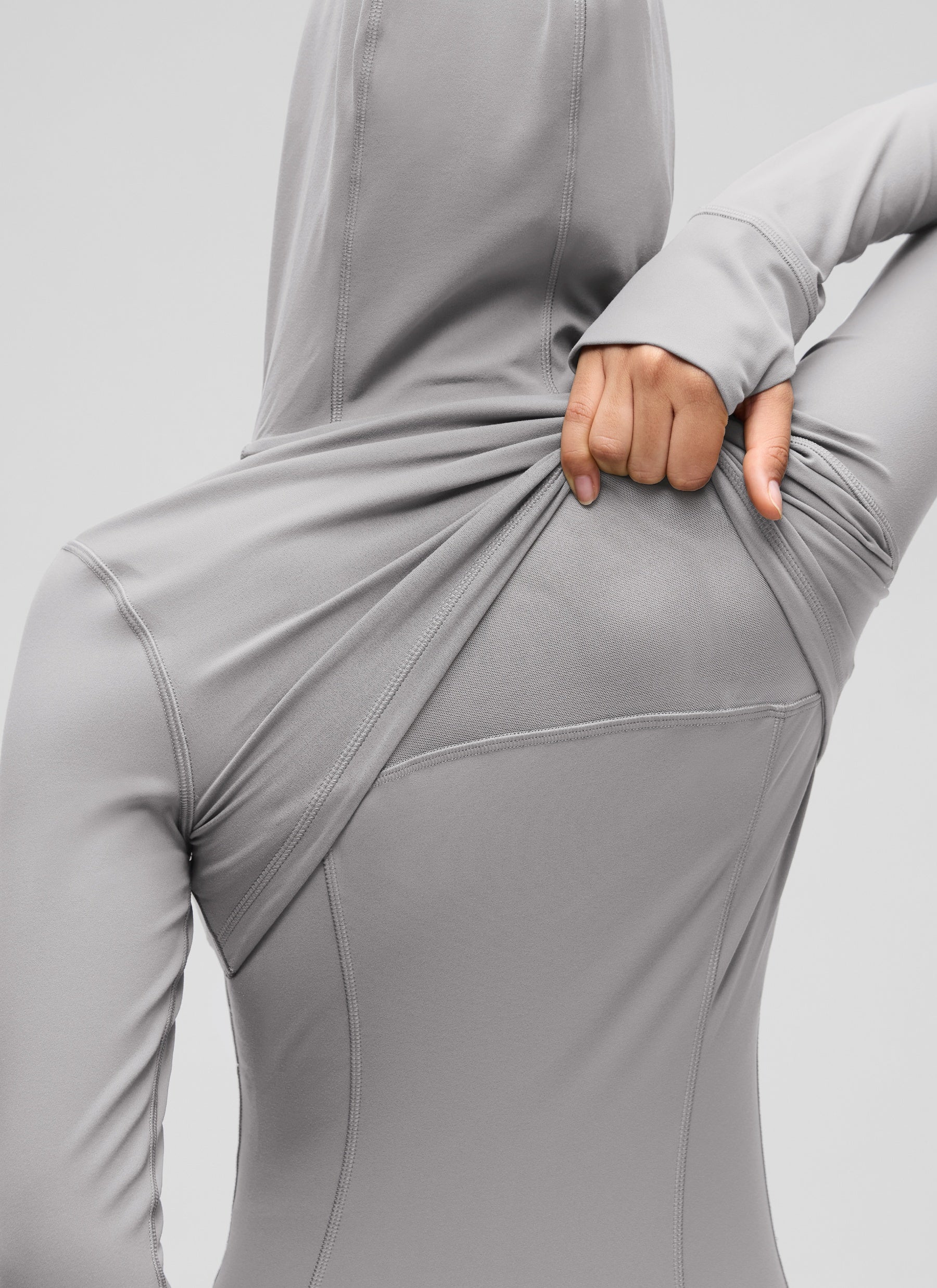 CRZ YOGA Damen Butterluxe Voll Reißverschluss Hoodie mit Daumenloch Möwe Grau