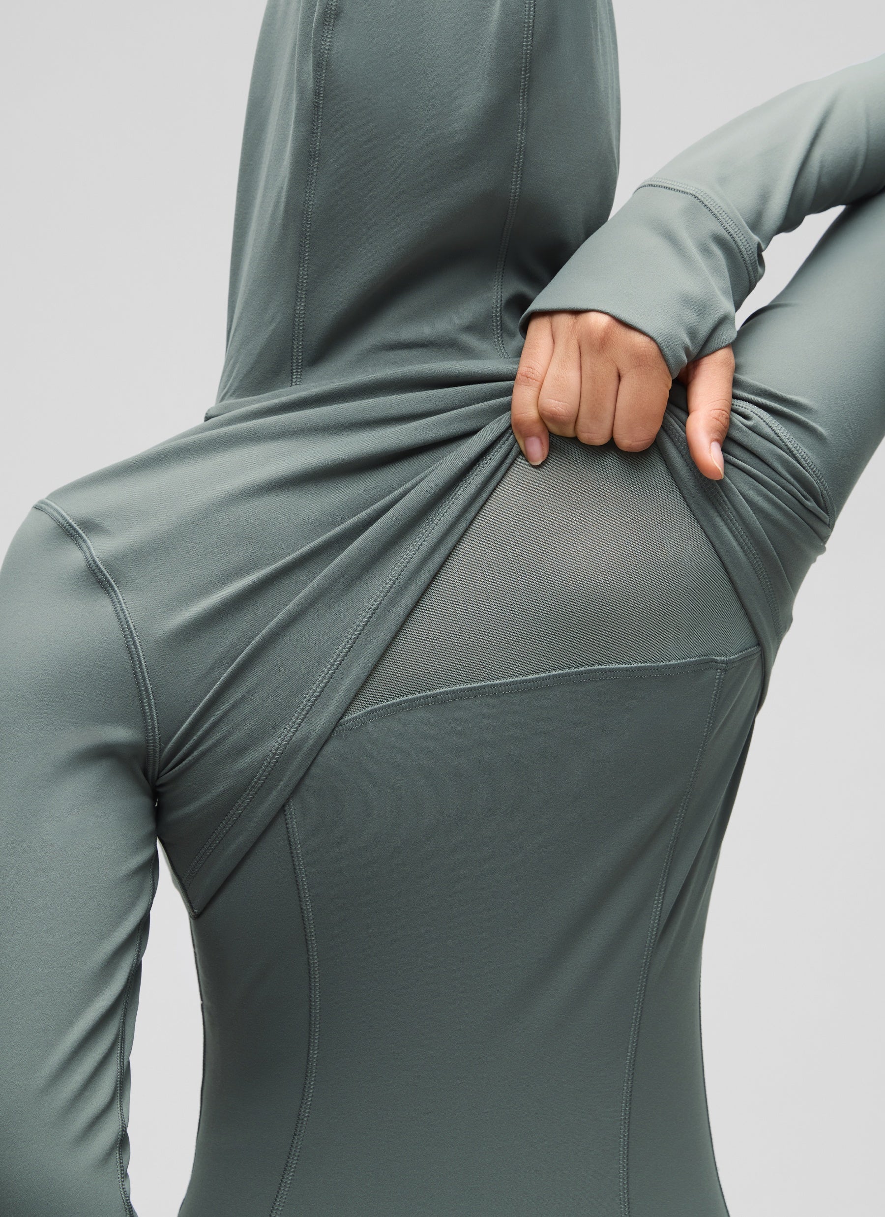 CRZ YOGA Damen Butterluxe Voll Reißverschluss Hoodie mit Daumenloch Grauer Salbei