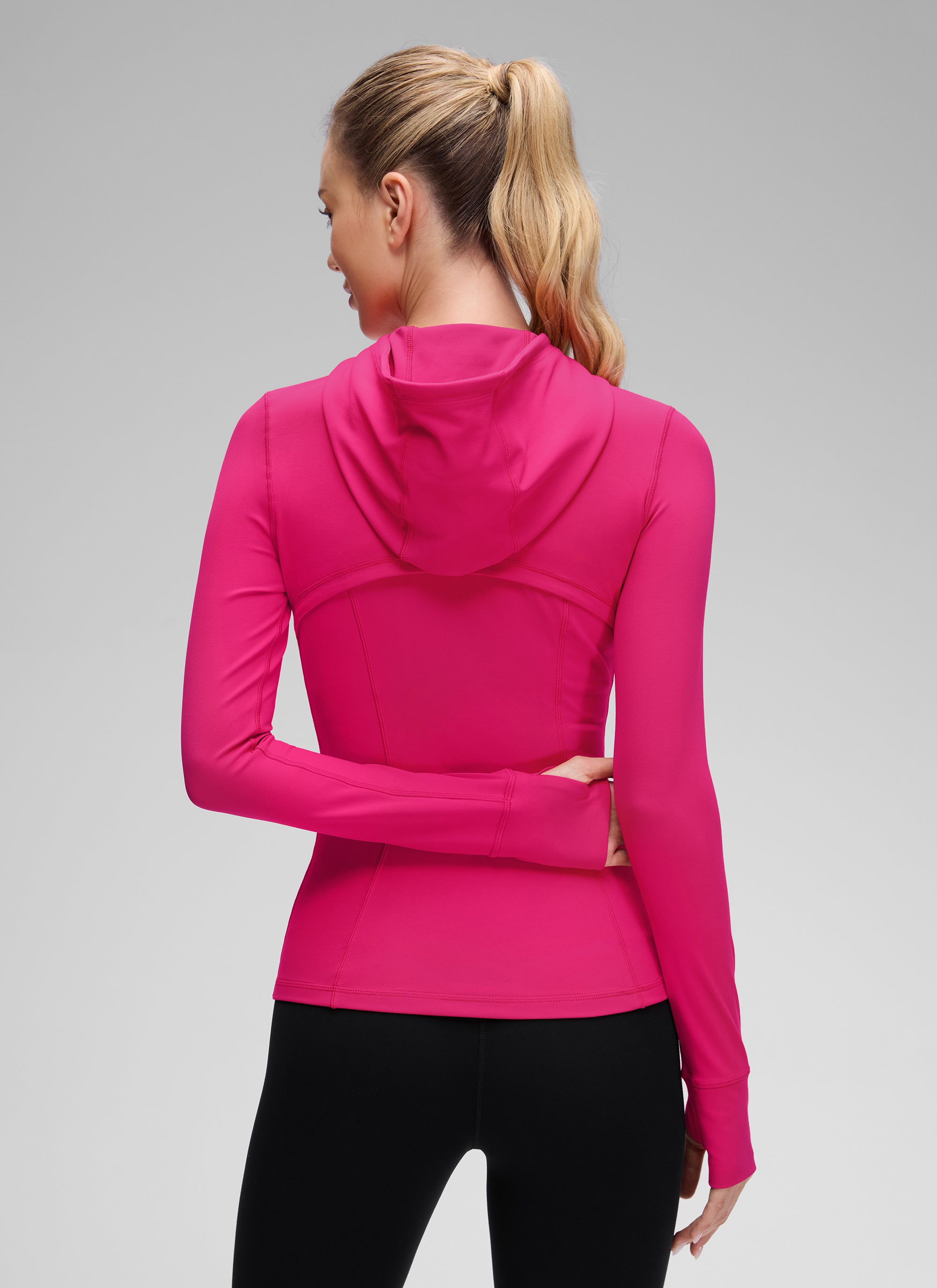 CRZ YOGA Damen Butterluxe Voll Reißverschluss Hoodie mit Daumenloch Granita Pink