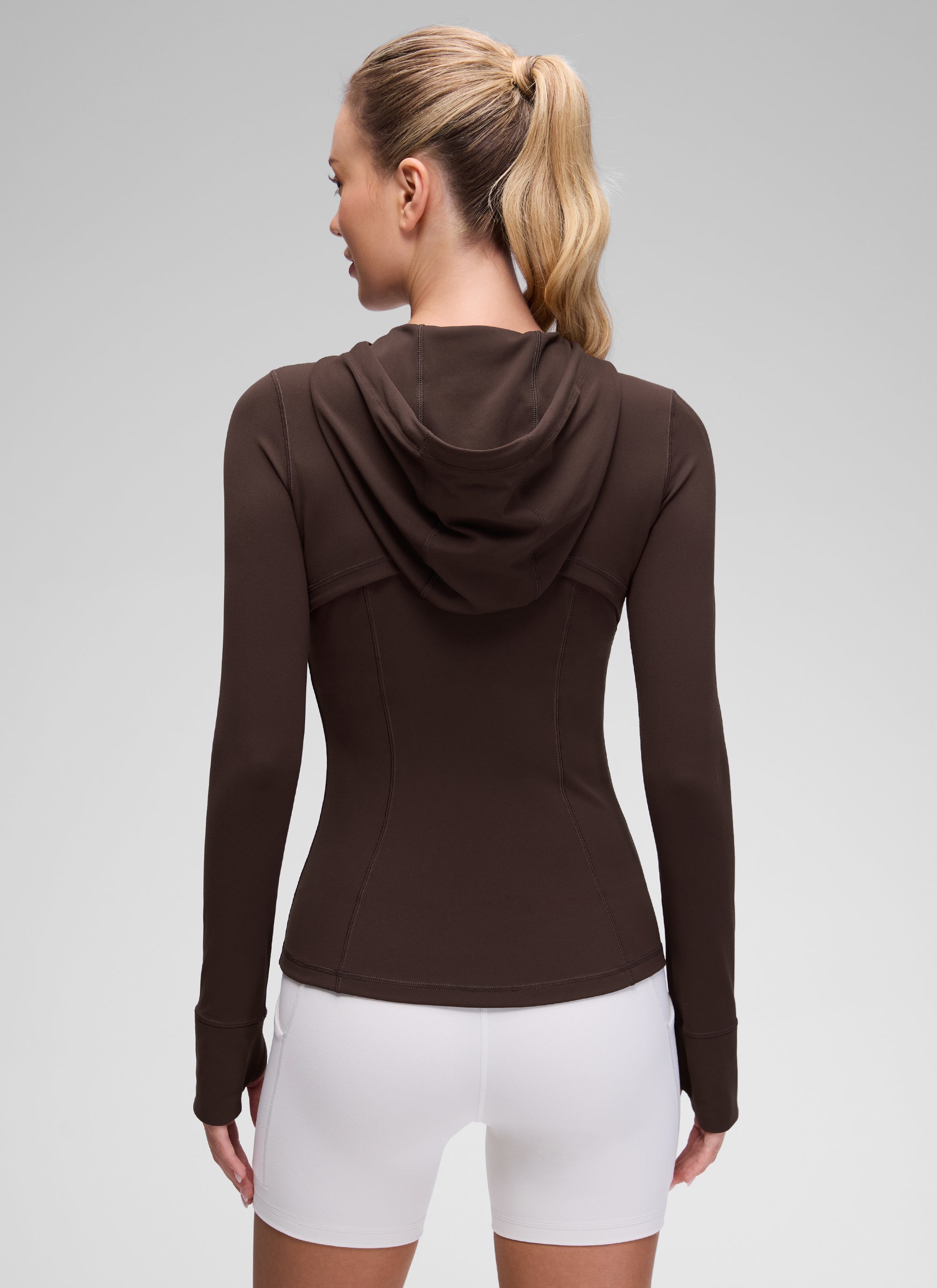 CRZ YOGA Damen Butterluxe Voll Reißverschluss Hoodie mit Daumenloch Heißes Fudge-Brown