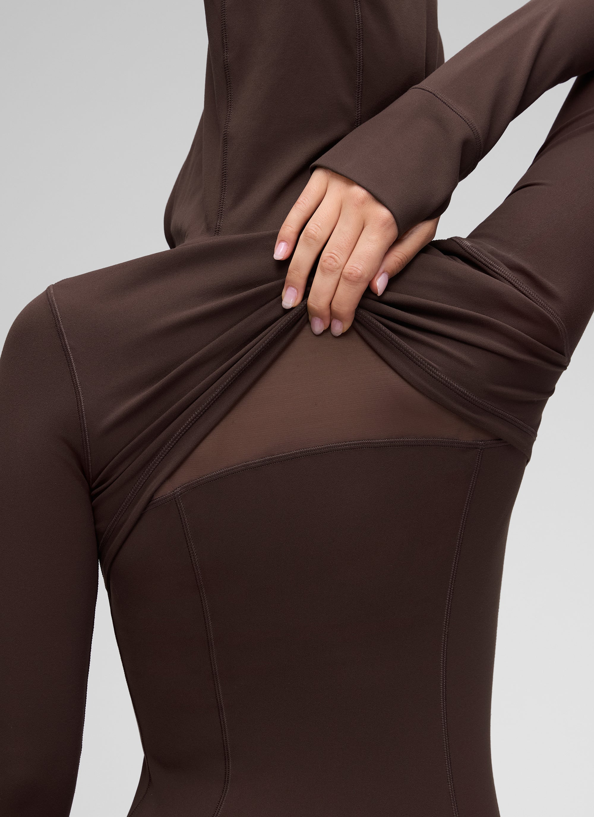 CRZ YOGA Damen Butterluxe Voll Reißverschluss Hoodie mit Daumenloch Heißes Fudge-Brown