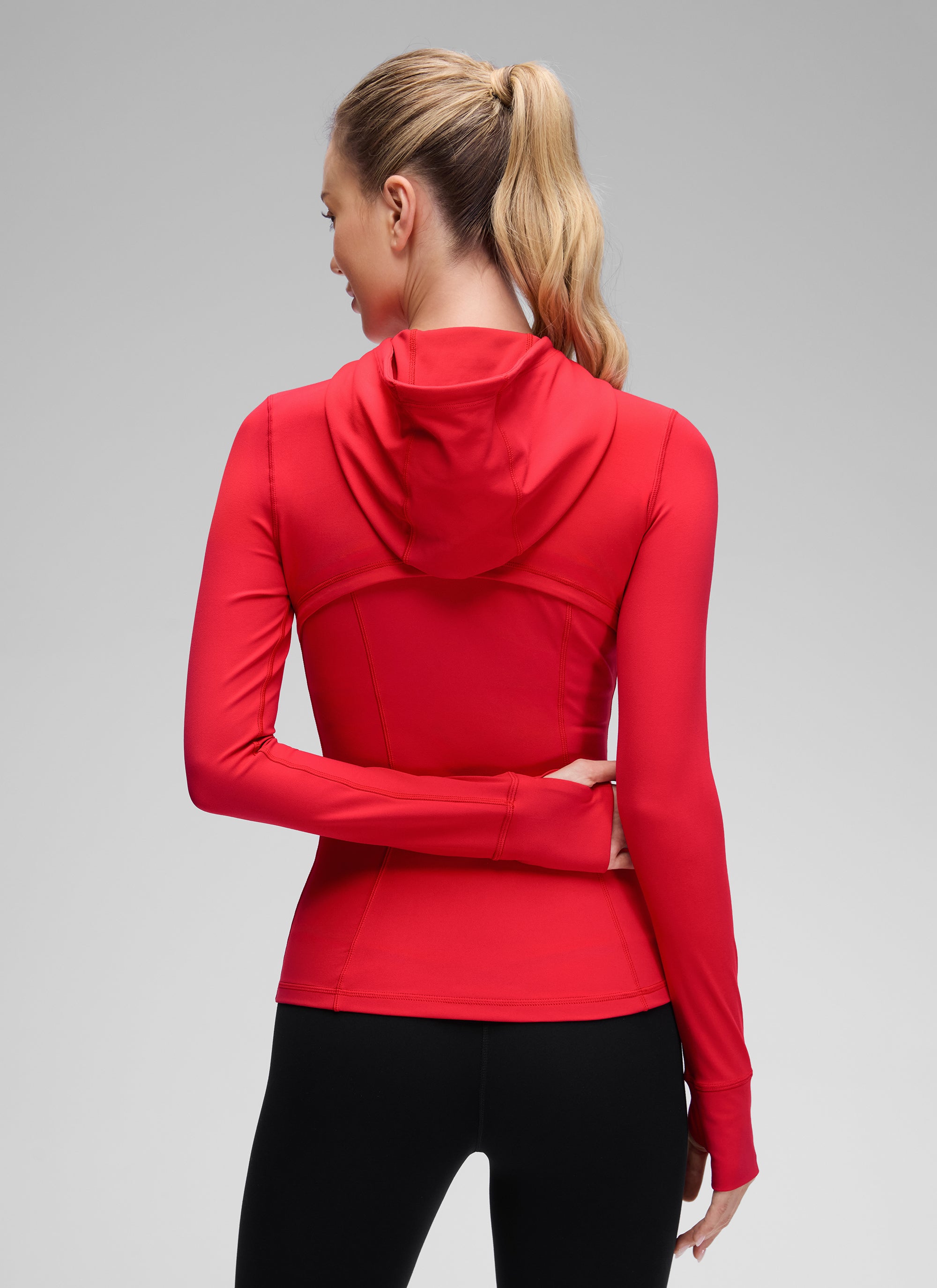 CRZ YOGA Damen Butterluxe Voll Reißverschluss Hoodie mit Daumenloch Aurora Rot